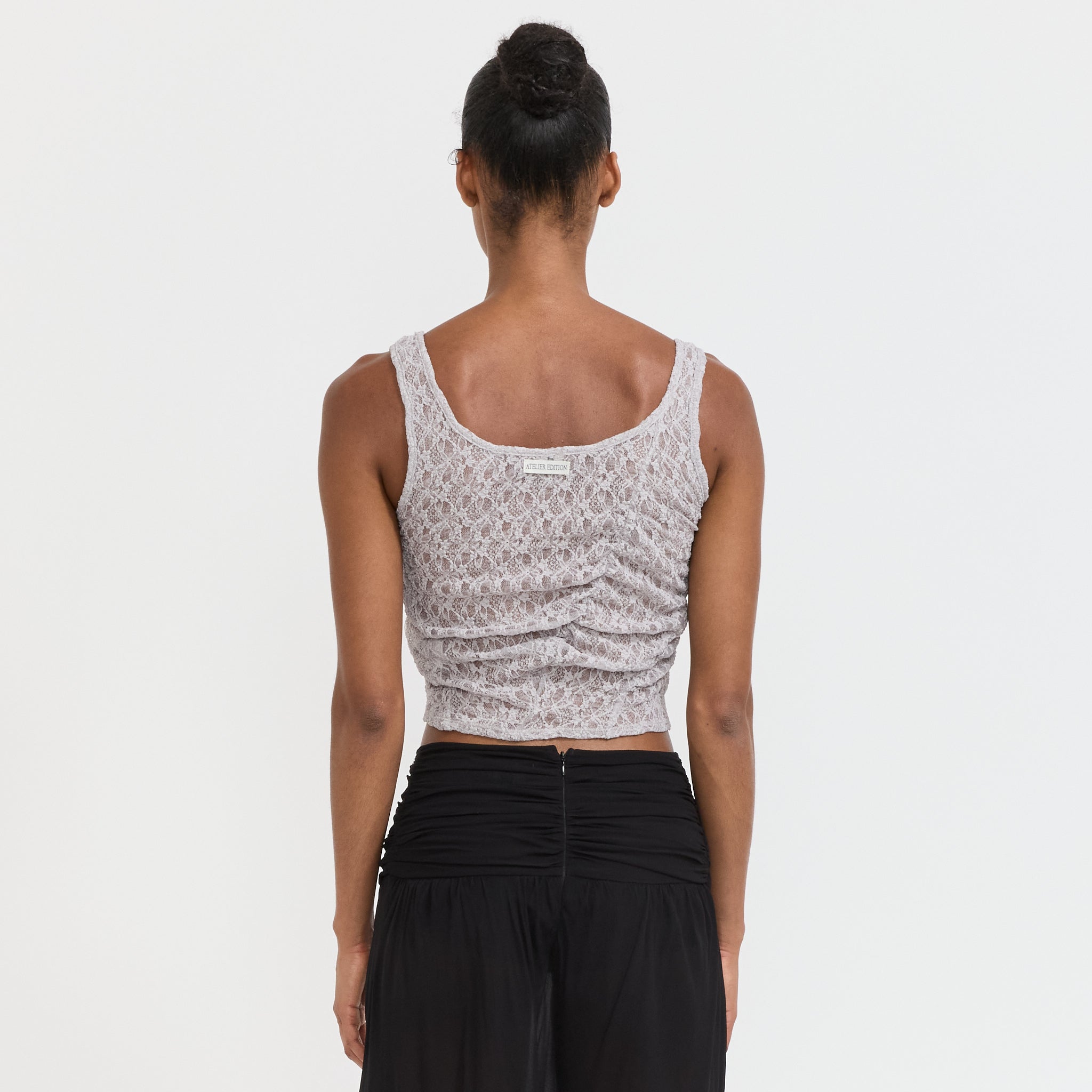 Atelier Edition | Lace Shirring Top Light Grey | Maplestore