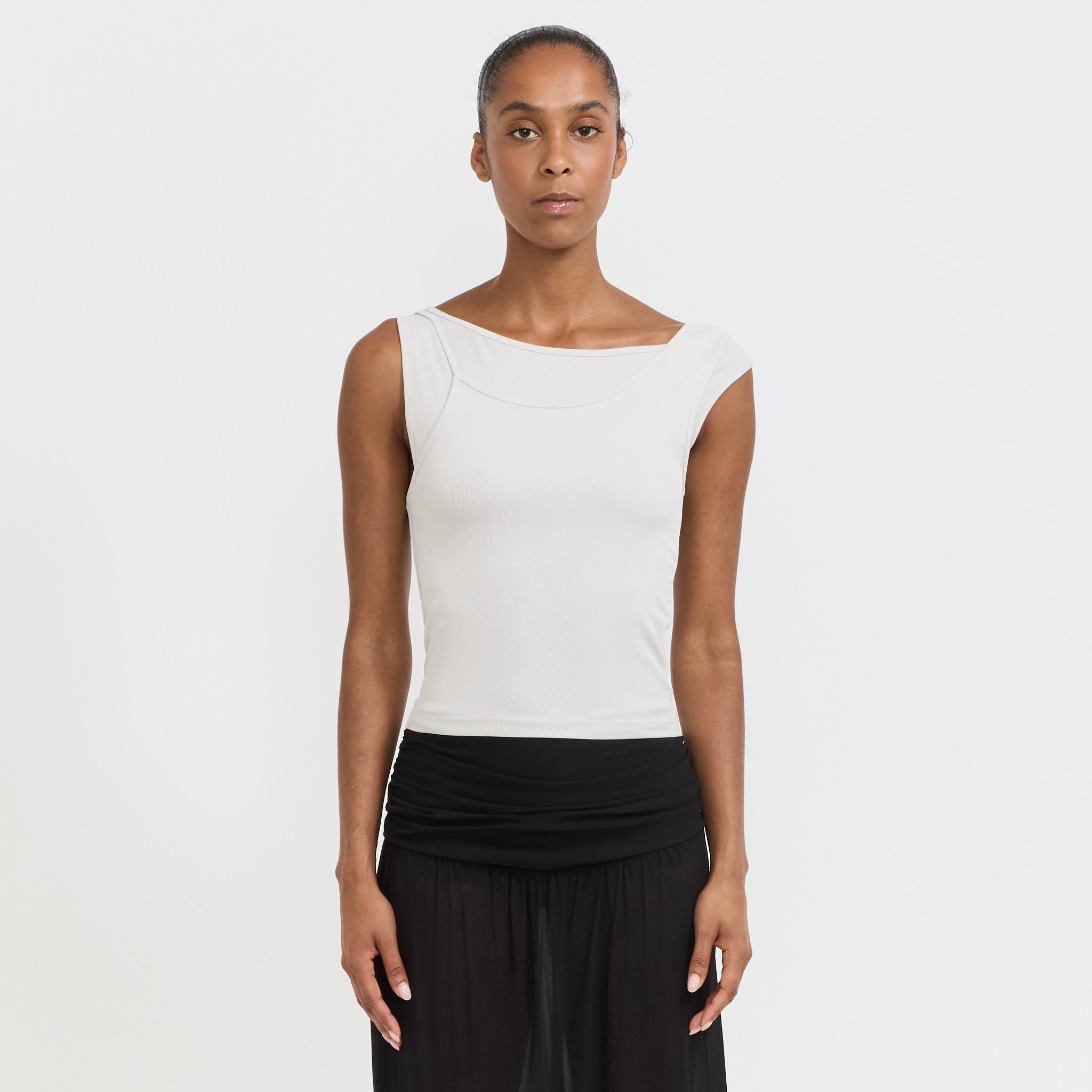 Atelier Edition | Layered Sleeveless Top Light Grey | Maplestore