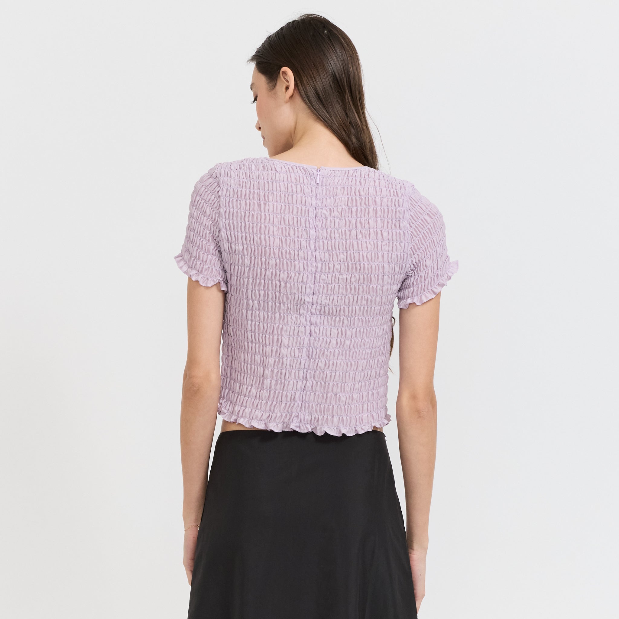 Smocked Sleeve Blouse Purple