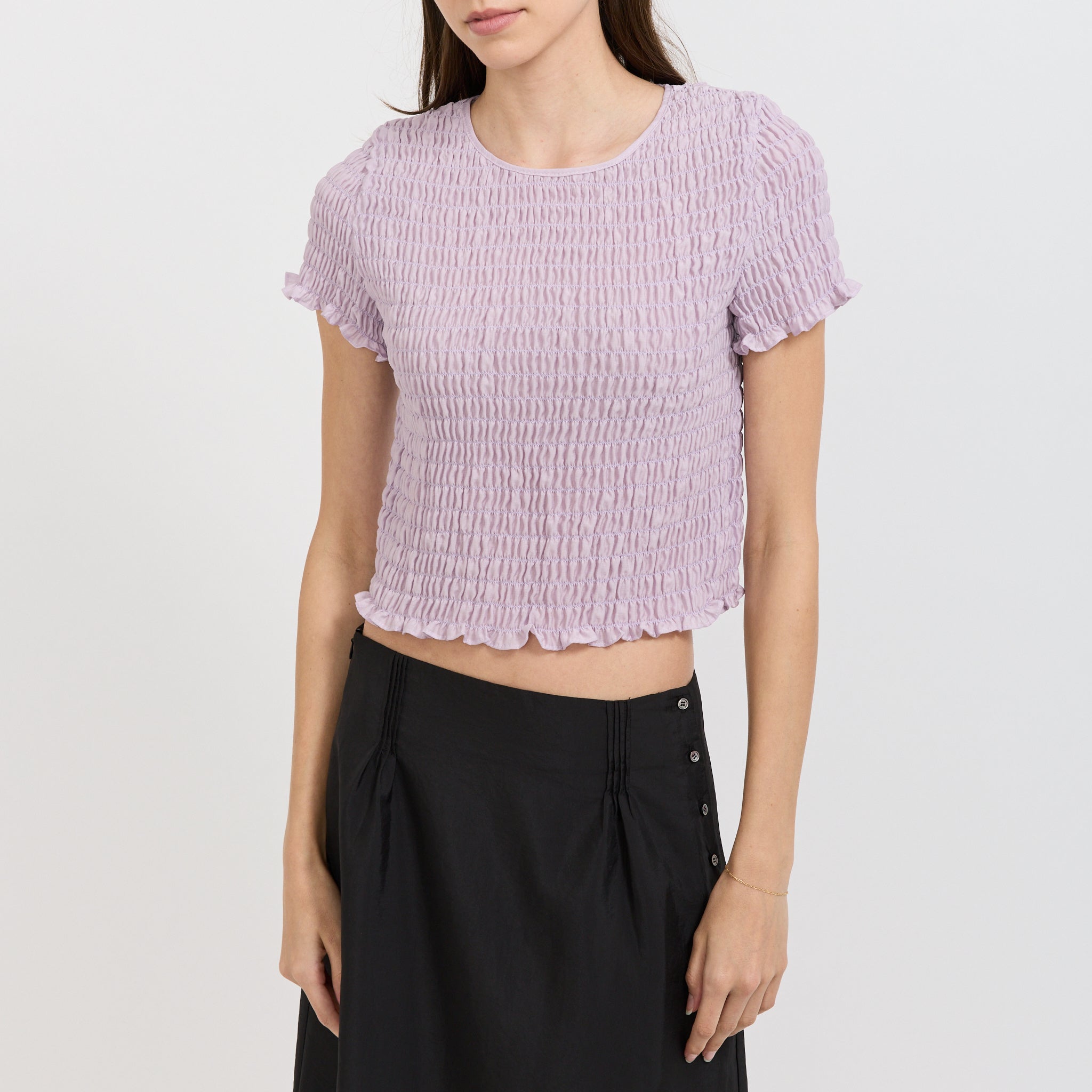 Smocked Sleeve Blouse Purple