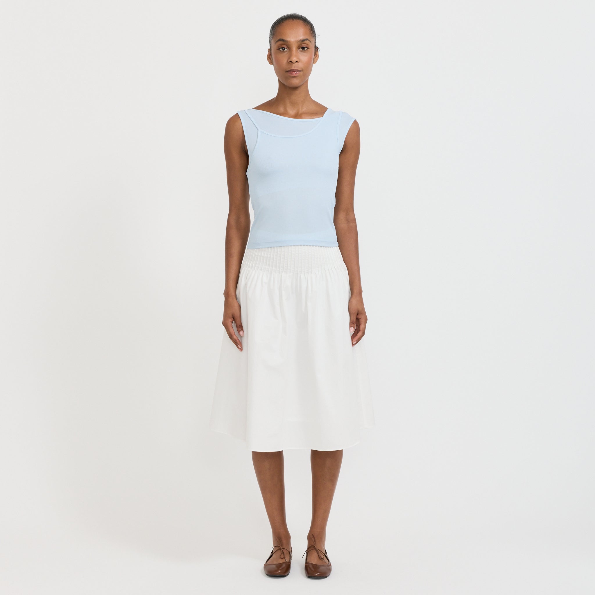 Atelier Edition | Stitch Cotton Skirt White | Maplestore