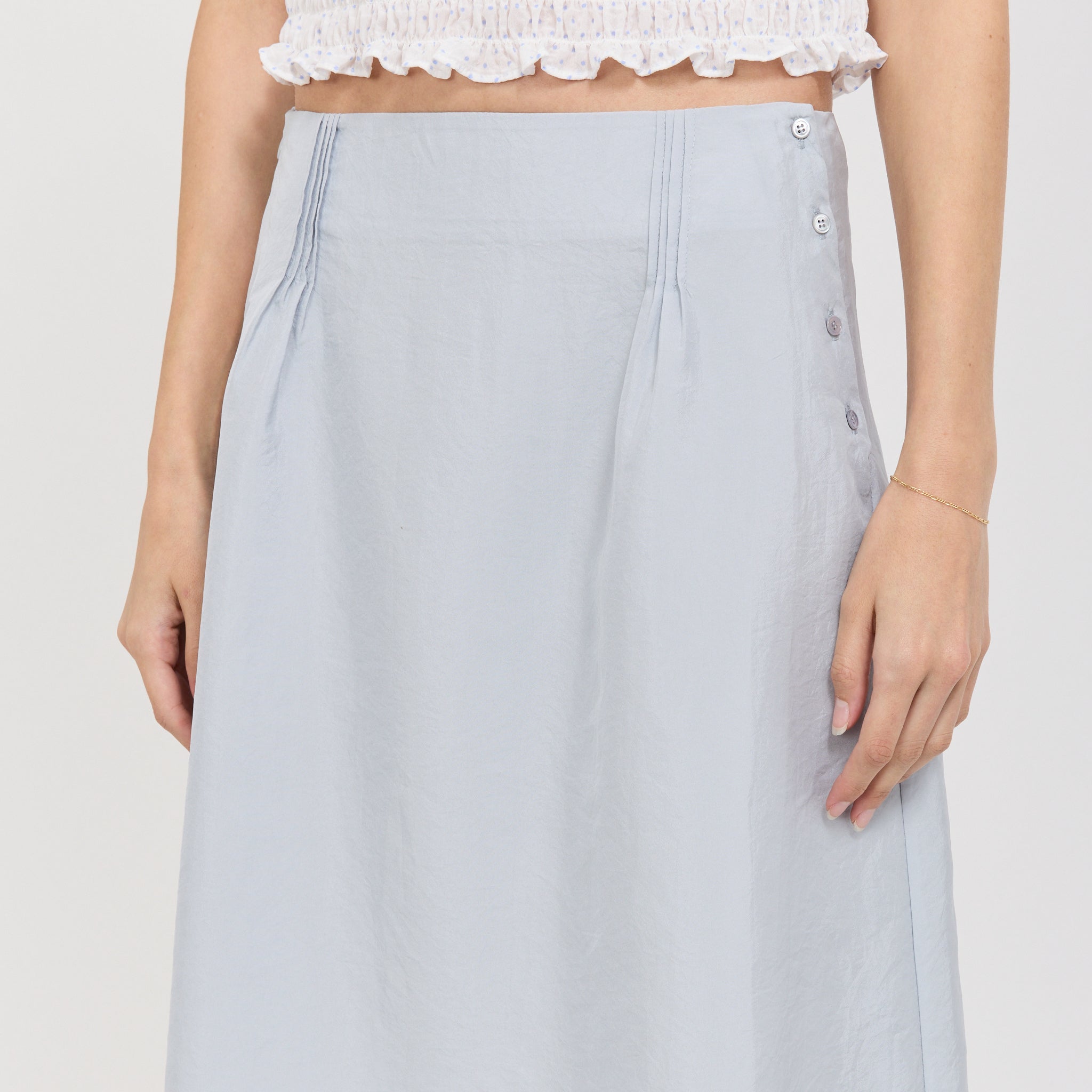 Stitch Lace Detail Skirt Light Blue