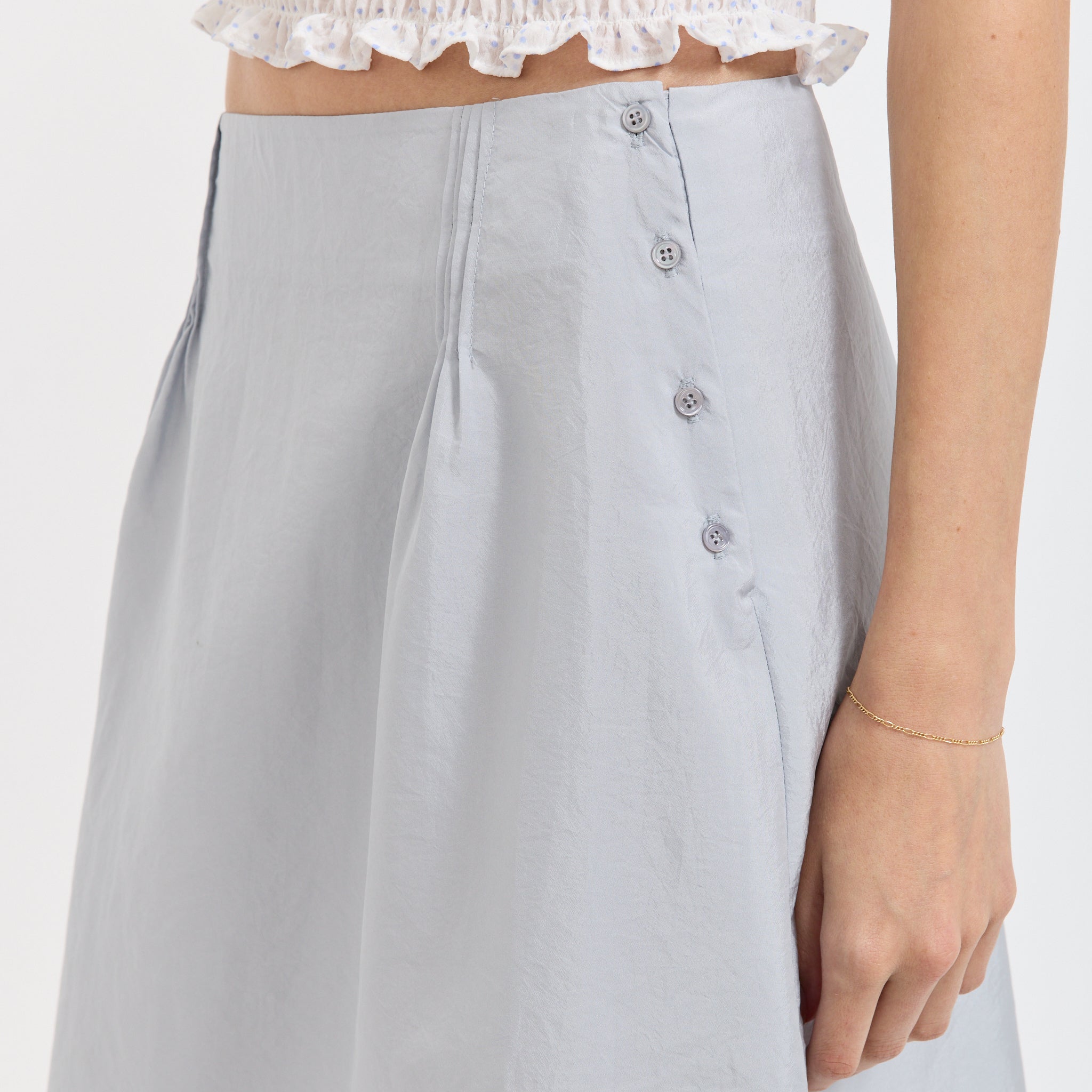 Stitch Lace Detail Skirt Light Blue