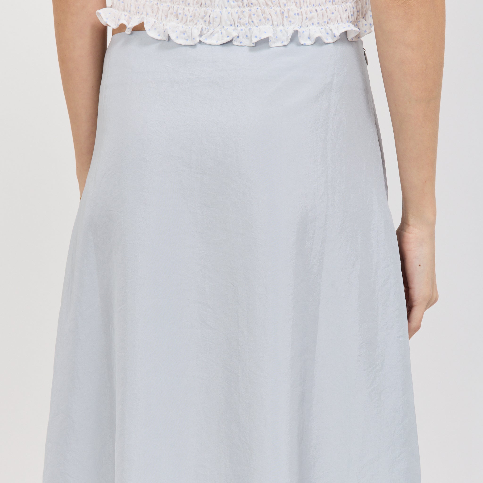 Stitch Lace Detail Skirt Light Blue