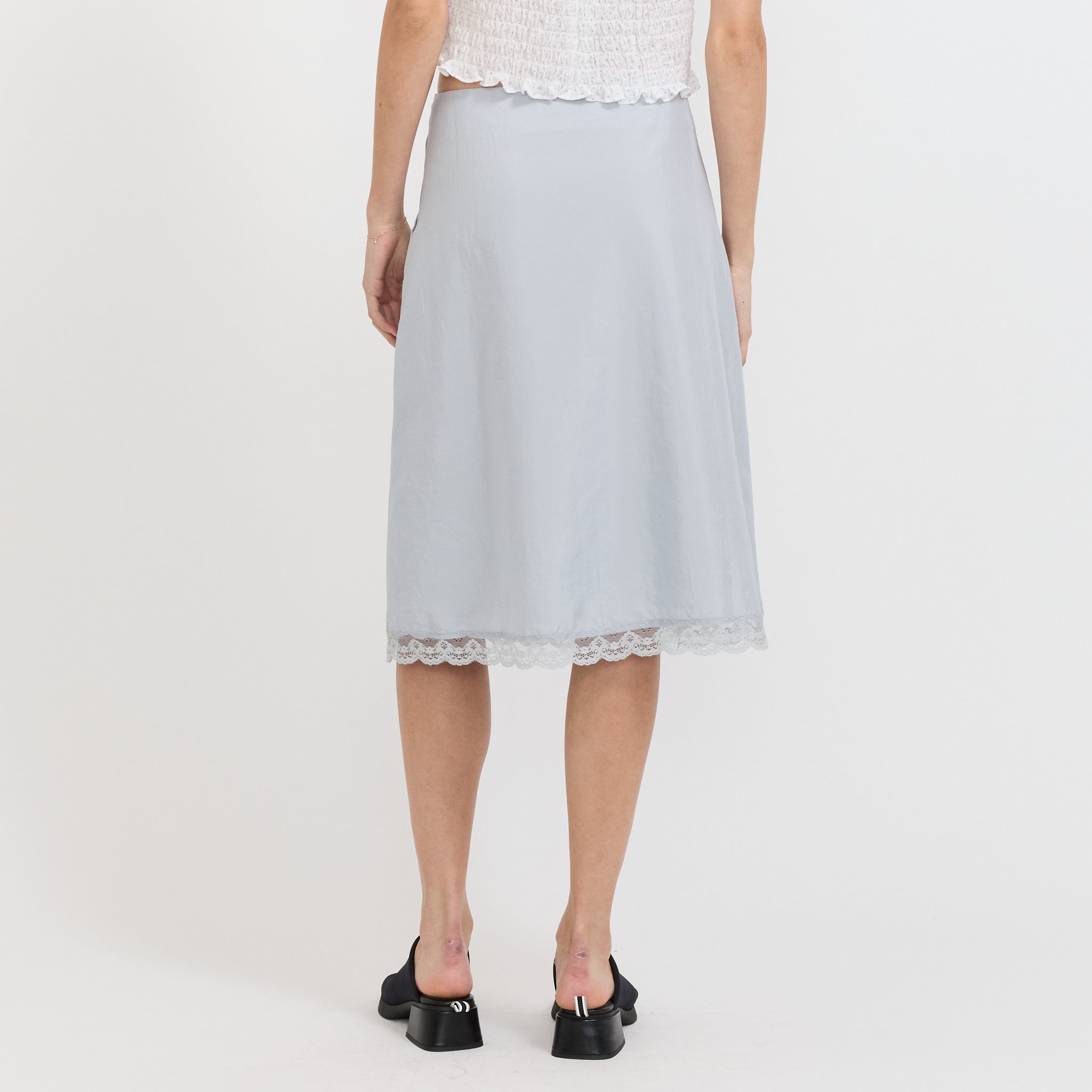 Stitch Lace Detail Skirt Light Blue