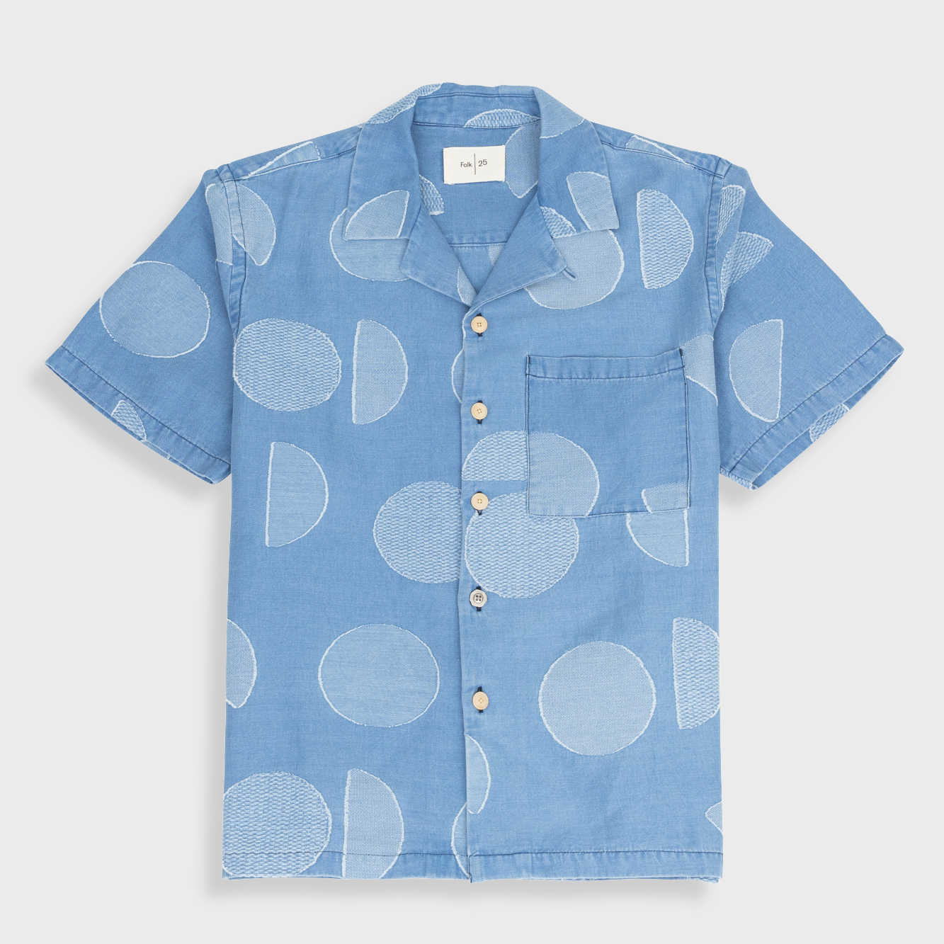 Relaxed Soft Collar Shirt Indigo Circle Jacquard