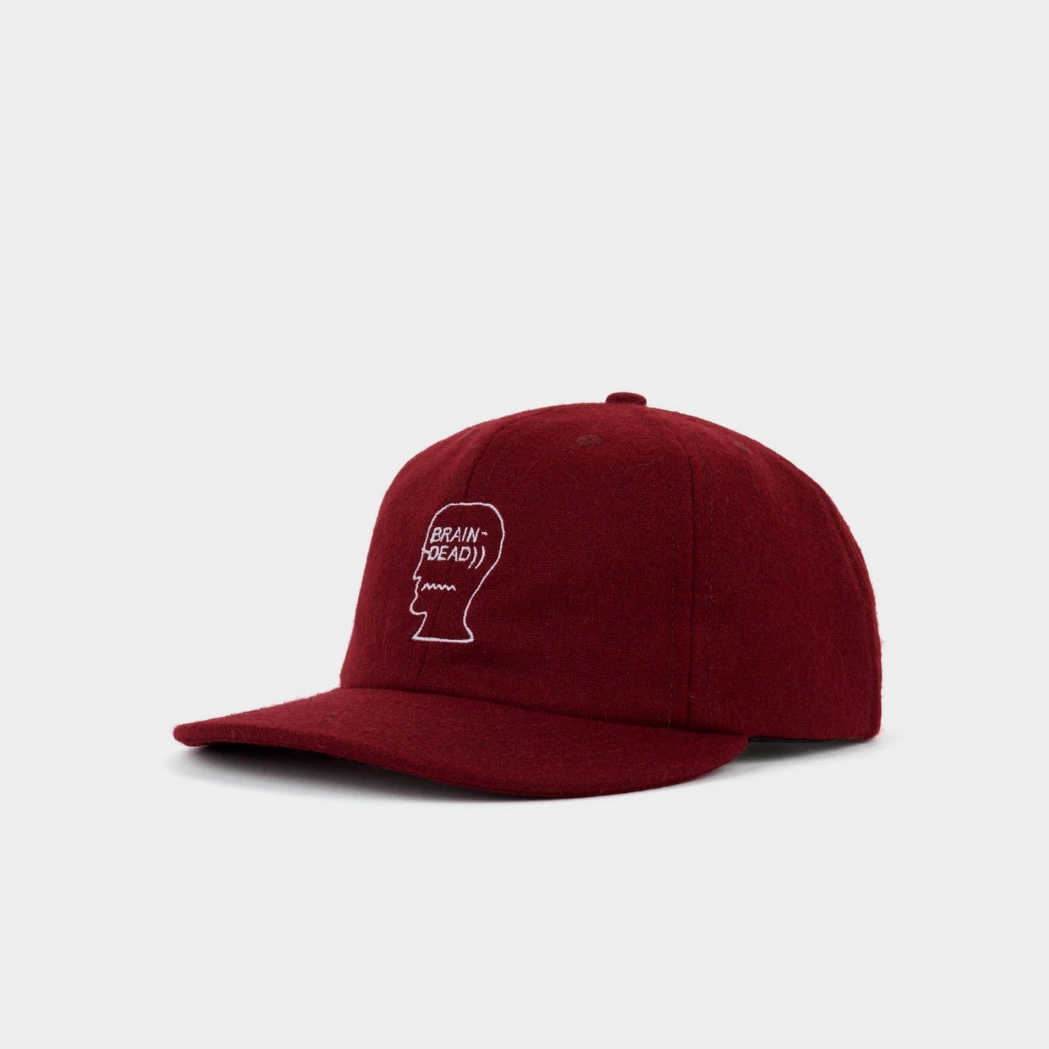 Brain Dead | Flannel Logohead 6 Panel Hat Burgundy | Maplestore