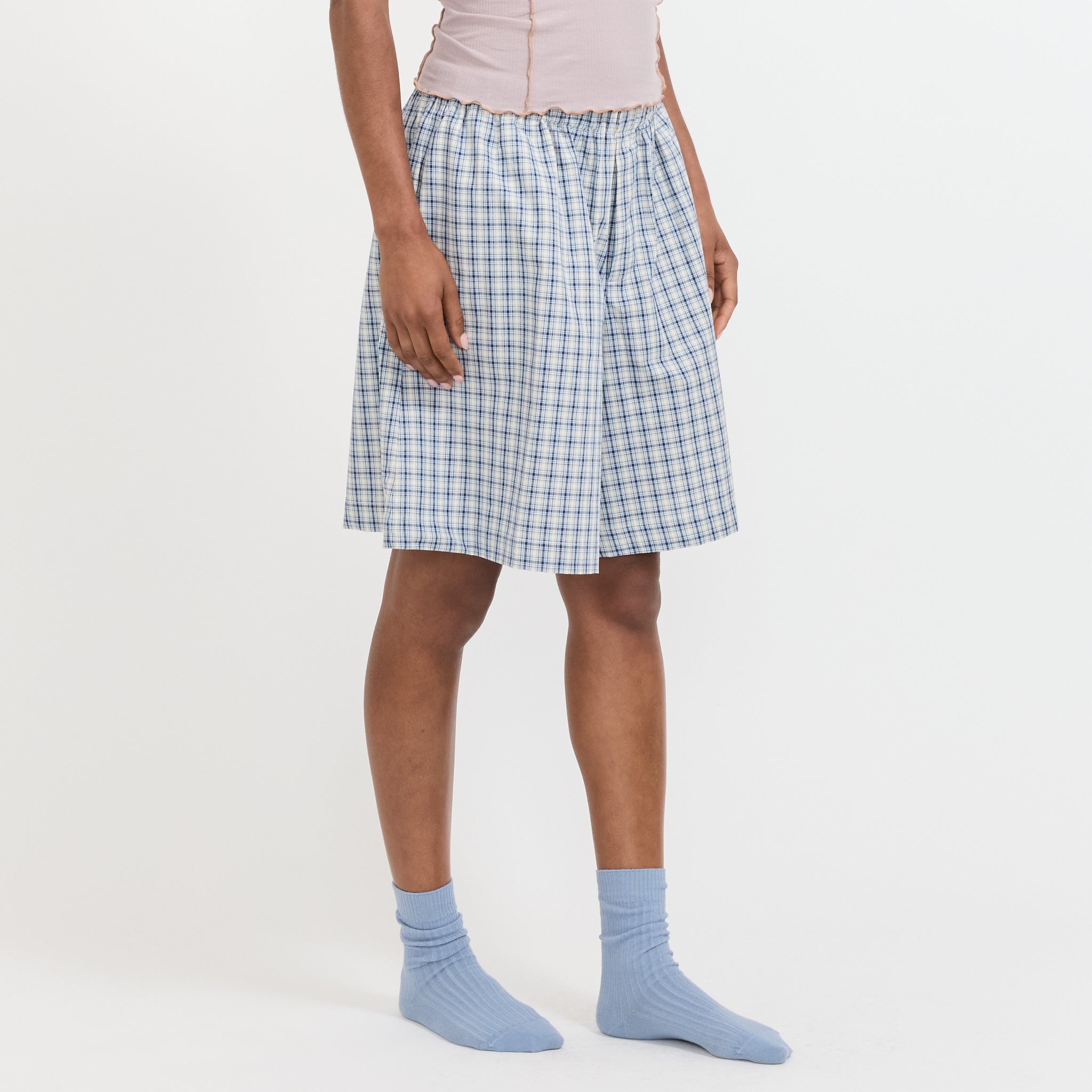 Baserange Claude Shorts Blue Check | Maplestore