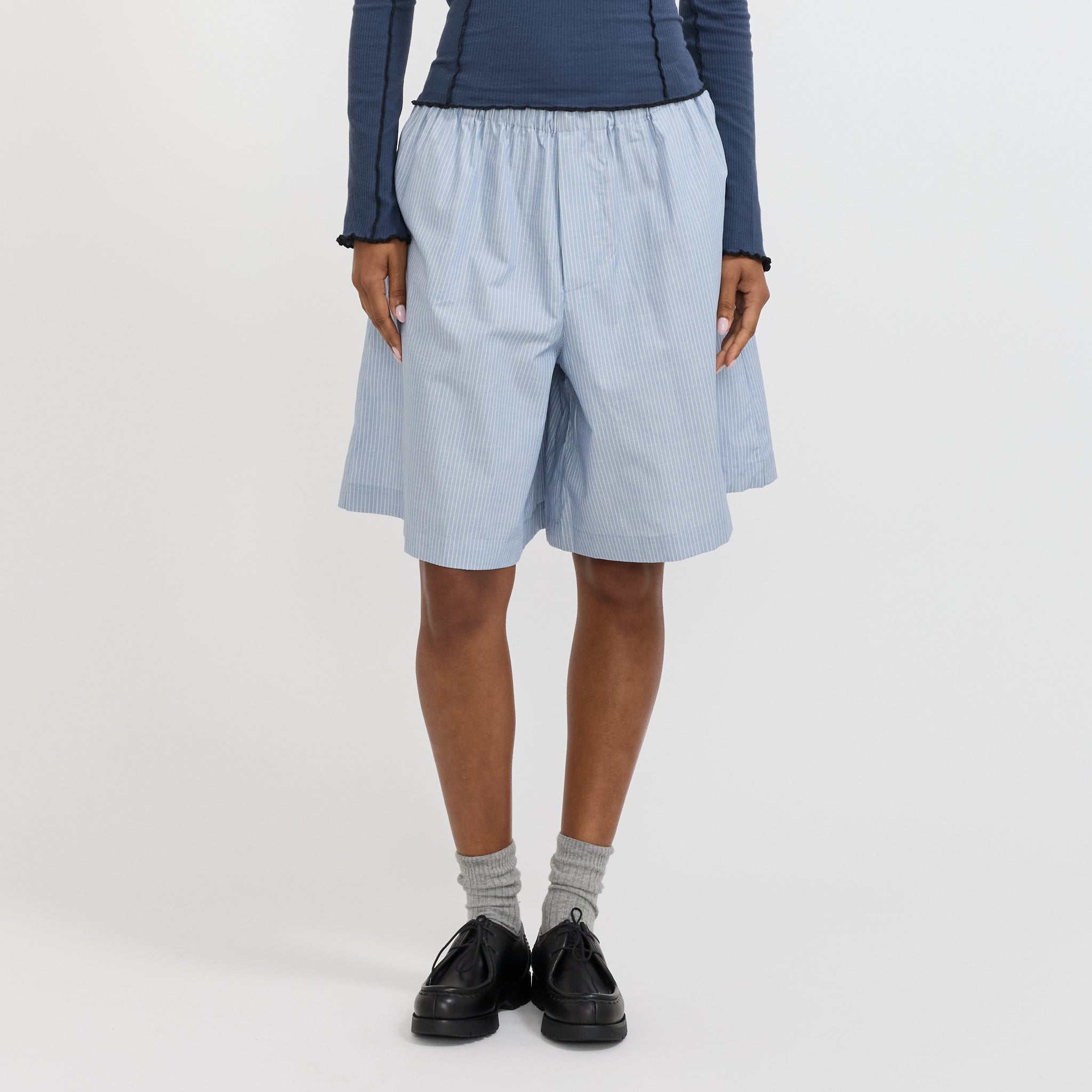 Baserange Claude Shorts Blue Stripe | Maplestore