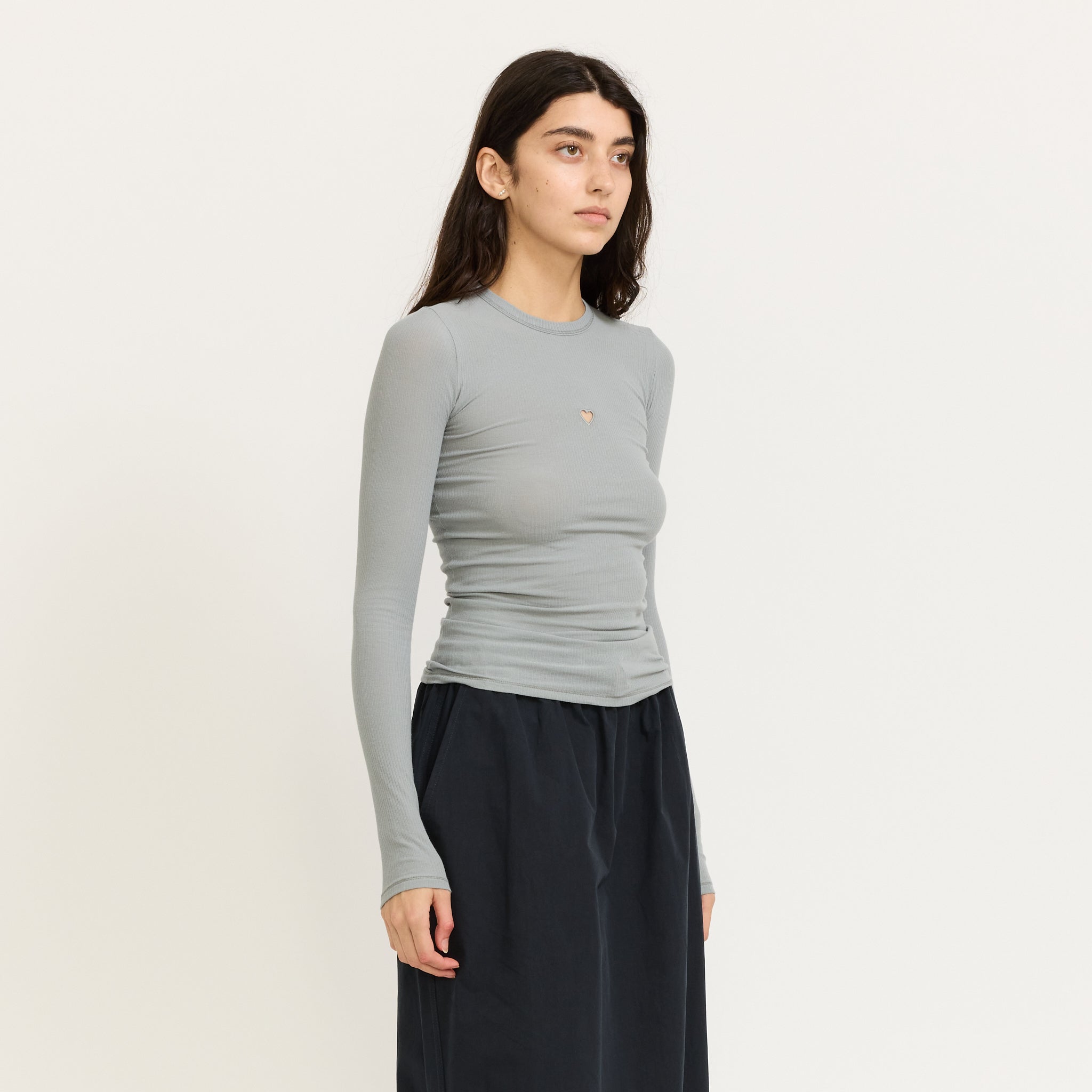 Baserange | Heart Long Sleeve Bow Blue | Maplestore