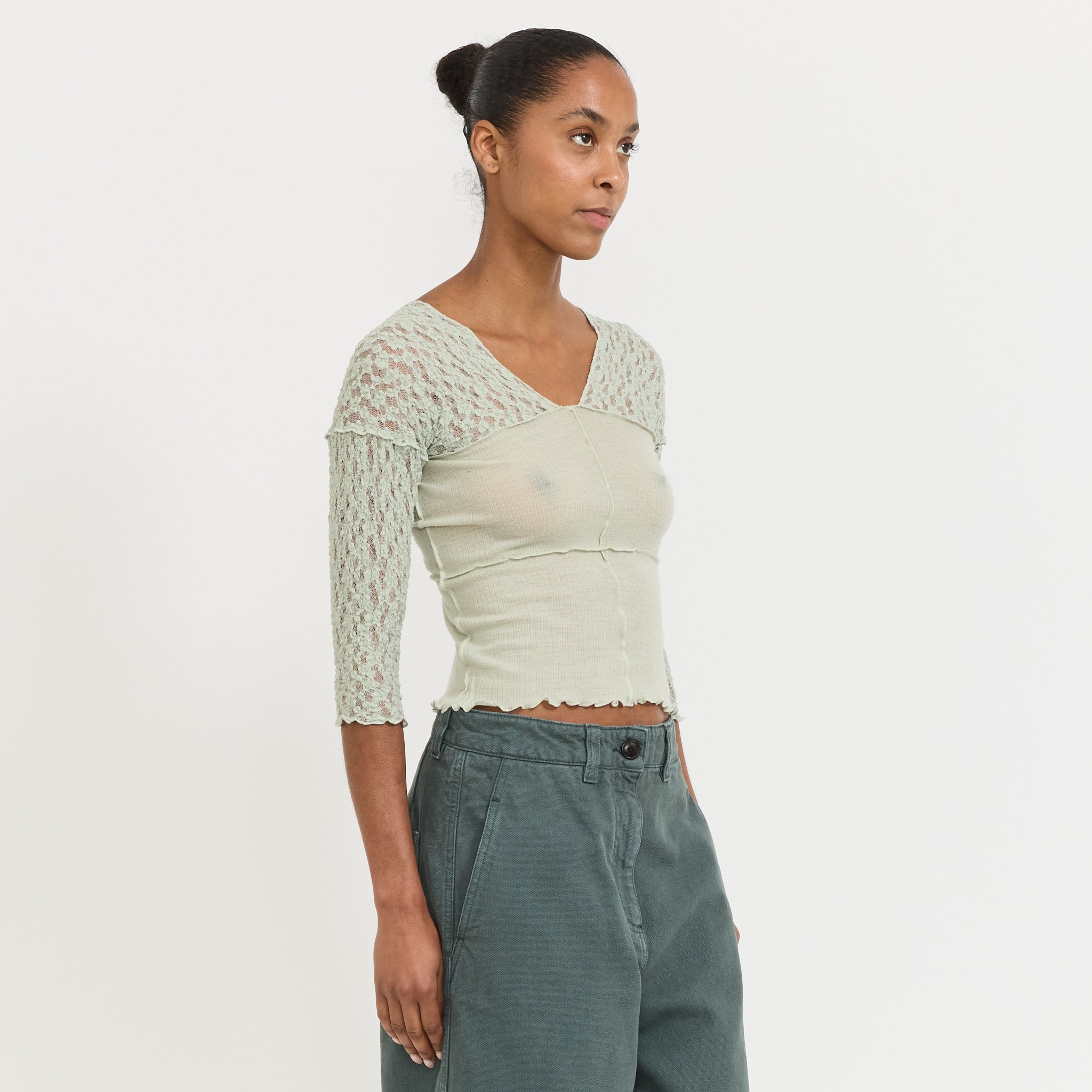 Nehru Long Sleeve Tee Conta Green