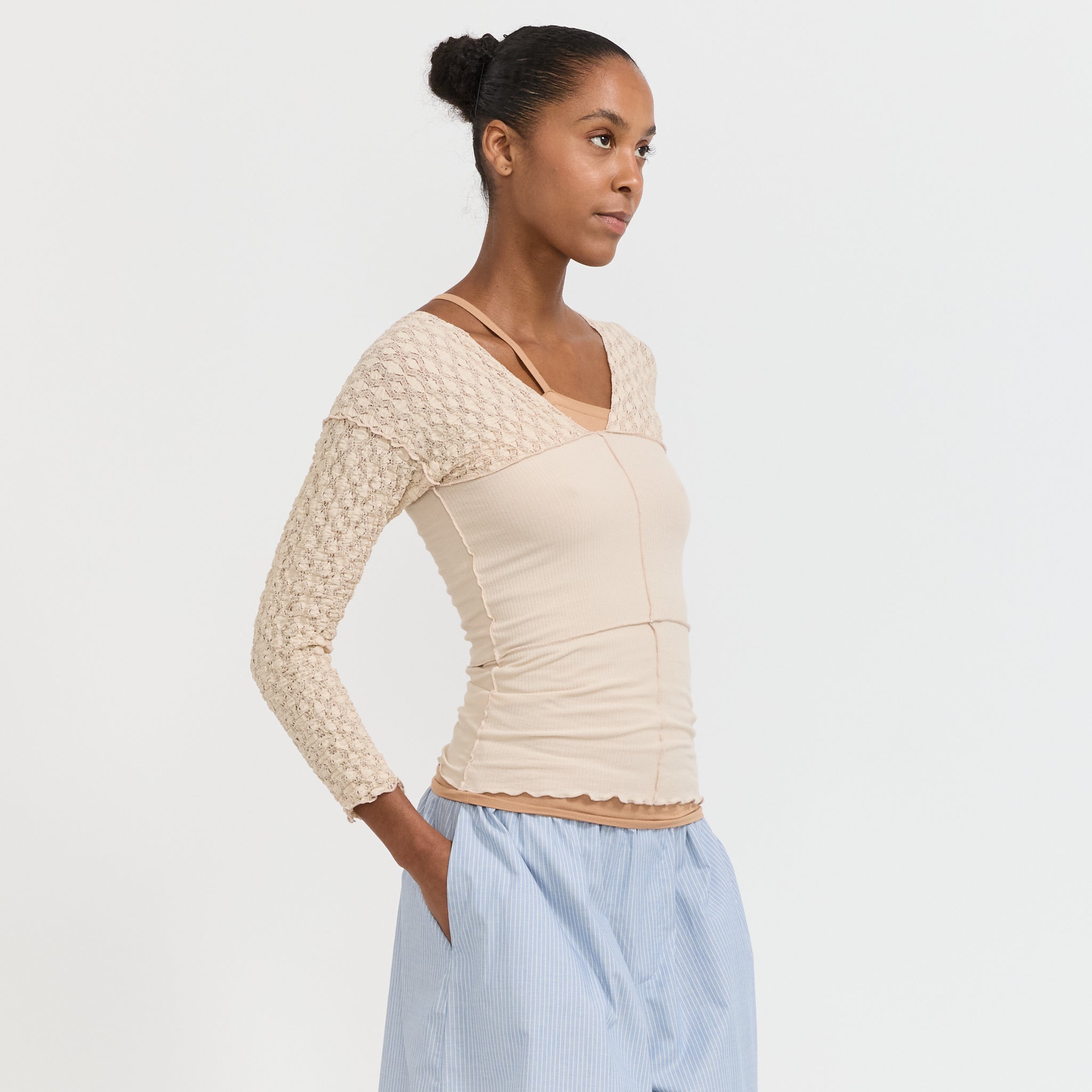 Baserange | Nehru Long Sleeve Top Dylan Beige | Maplestore