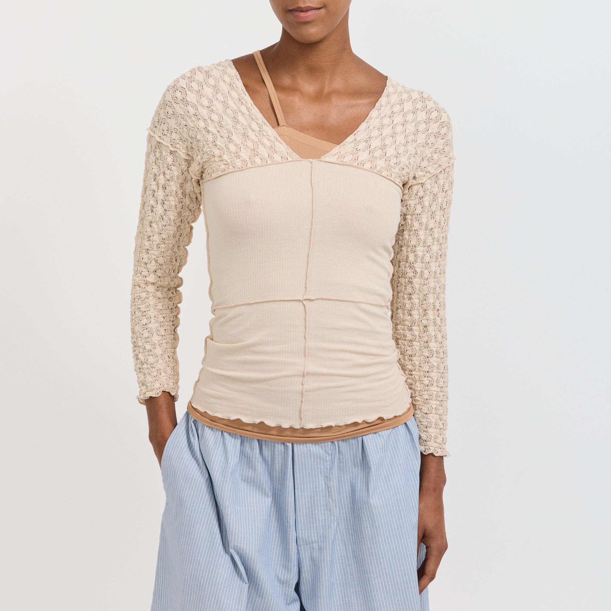 Baserange | Nehru Long Sleeve Top Dylan Beige | Maplestore