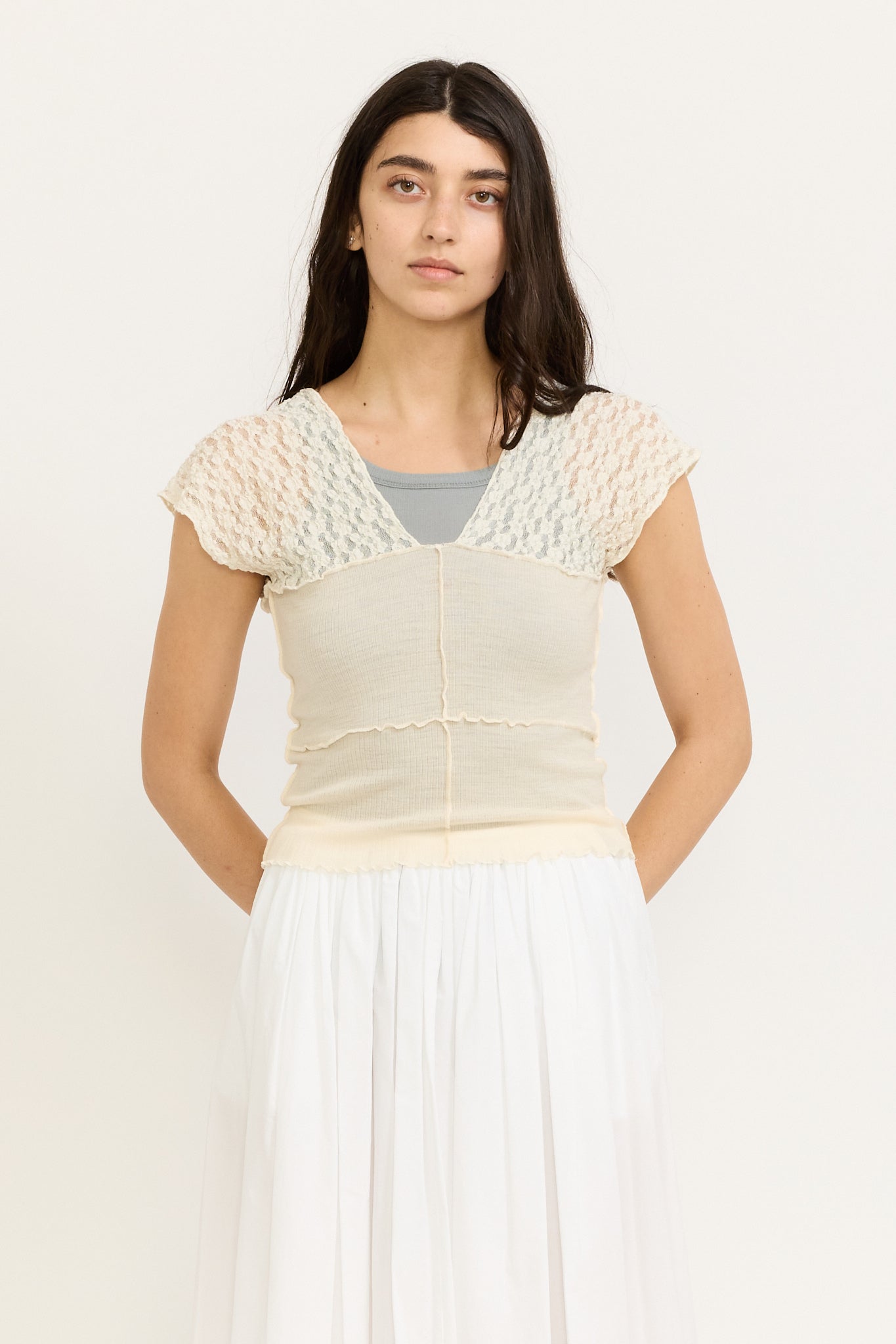 Nehru Tank Undyed Lace