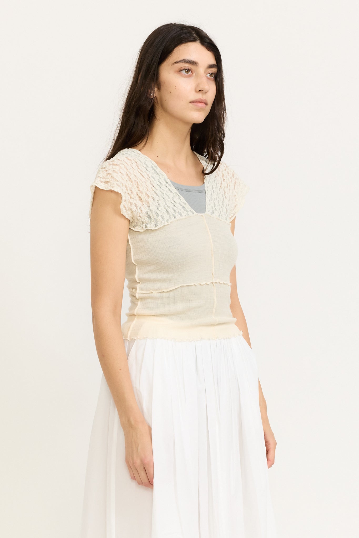 Nehru Tank Undyed Lace