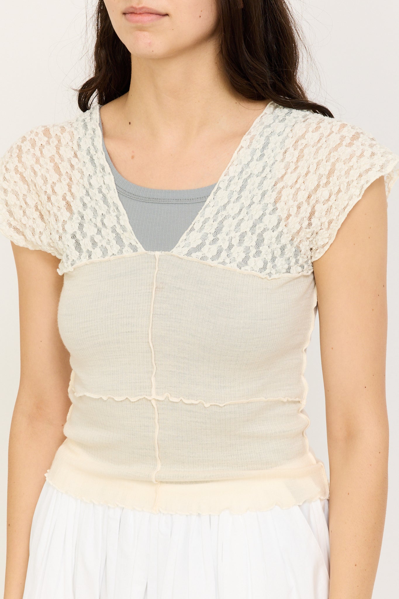 Nehru Tank Undyed Lace