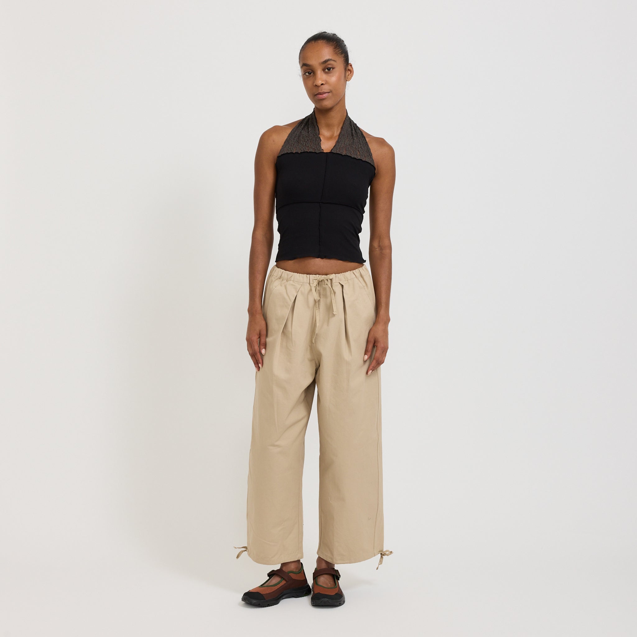 Baserange | Nehru Halter Top Black/Brown | Maplestore