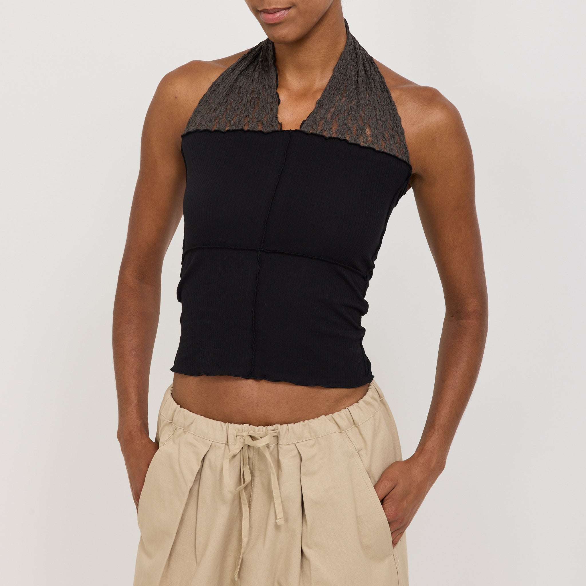 Baserange | Nehru Halter Top Black/Brown | Maplestore