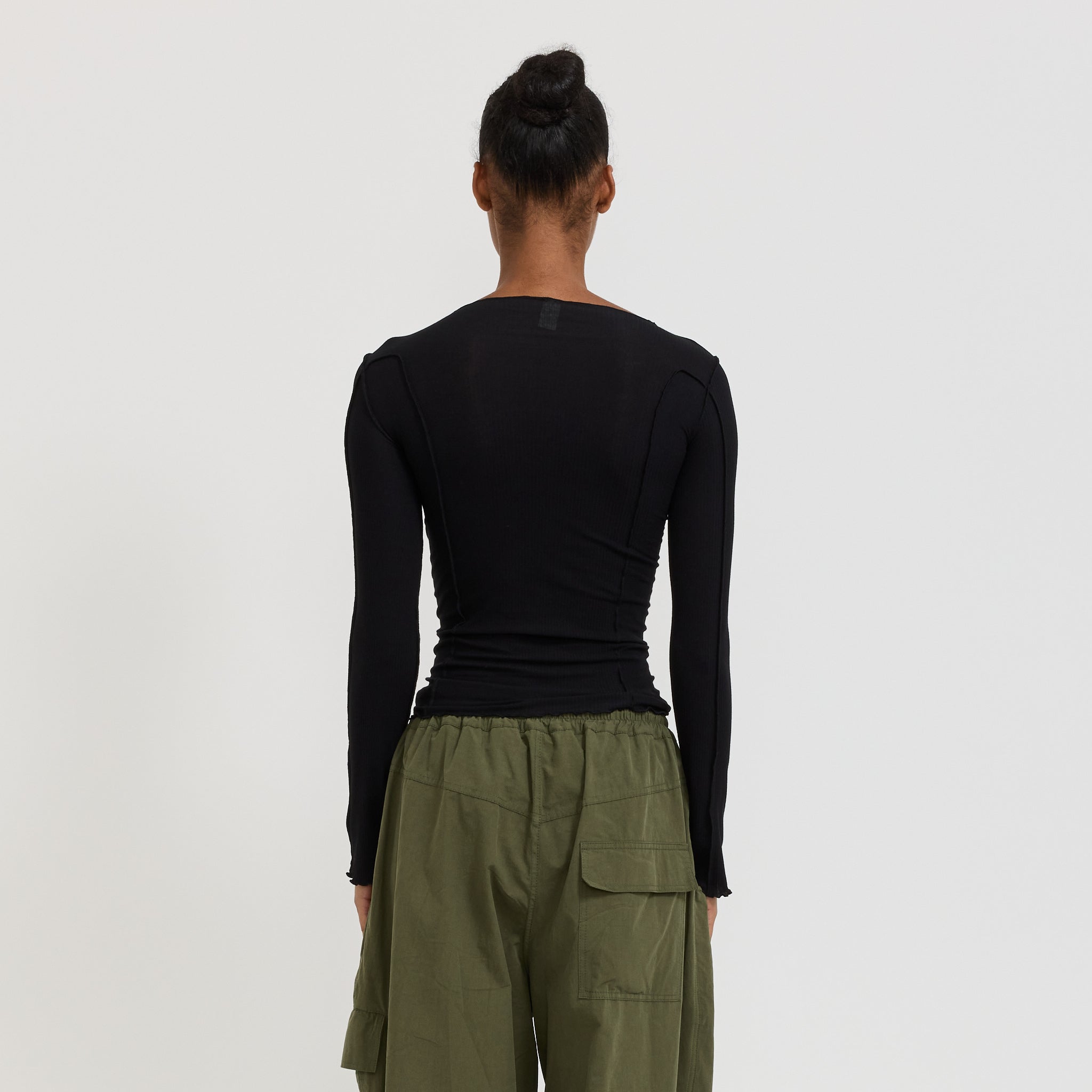 Baserange | Omato Long Sleeve Rib Top Black | Maplestore