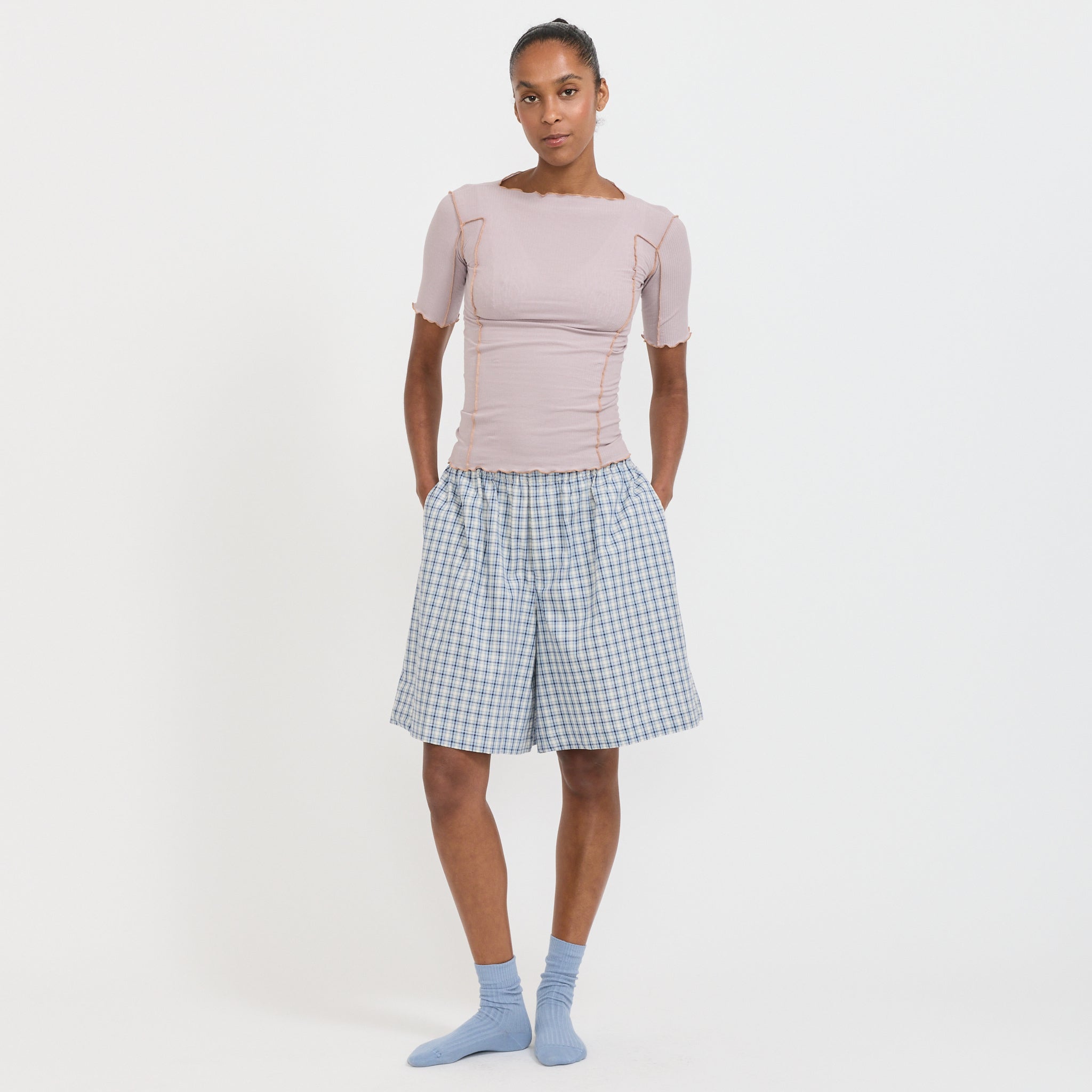 Baserange Claude Shorts Blue Stripe | Maplestore