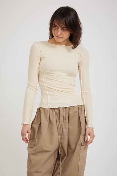 Baserange Omato Long Sleeve Rib Top Off White | Maplestore