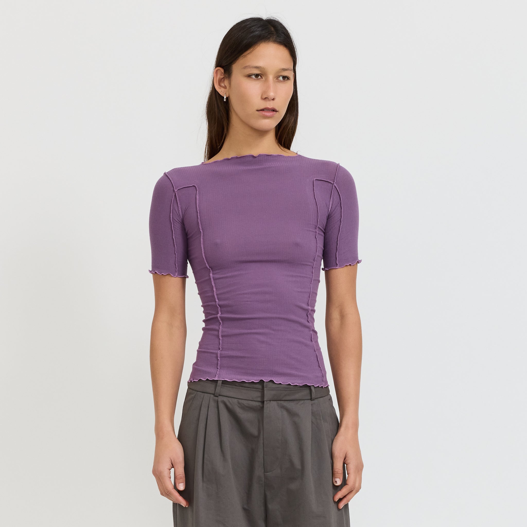 Omato 3/4 Rib Top Venet Purple