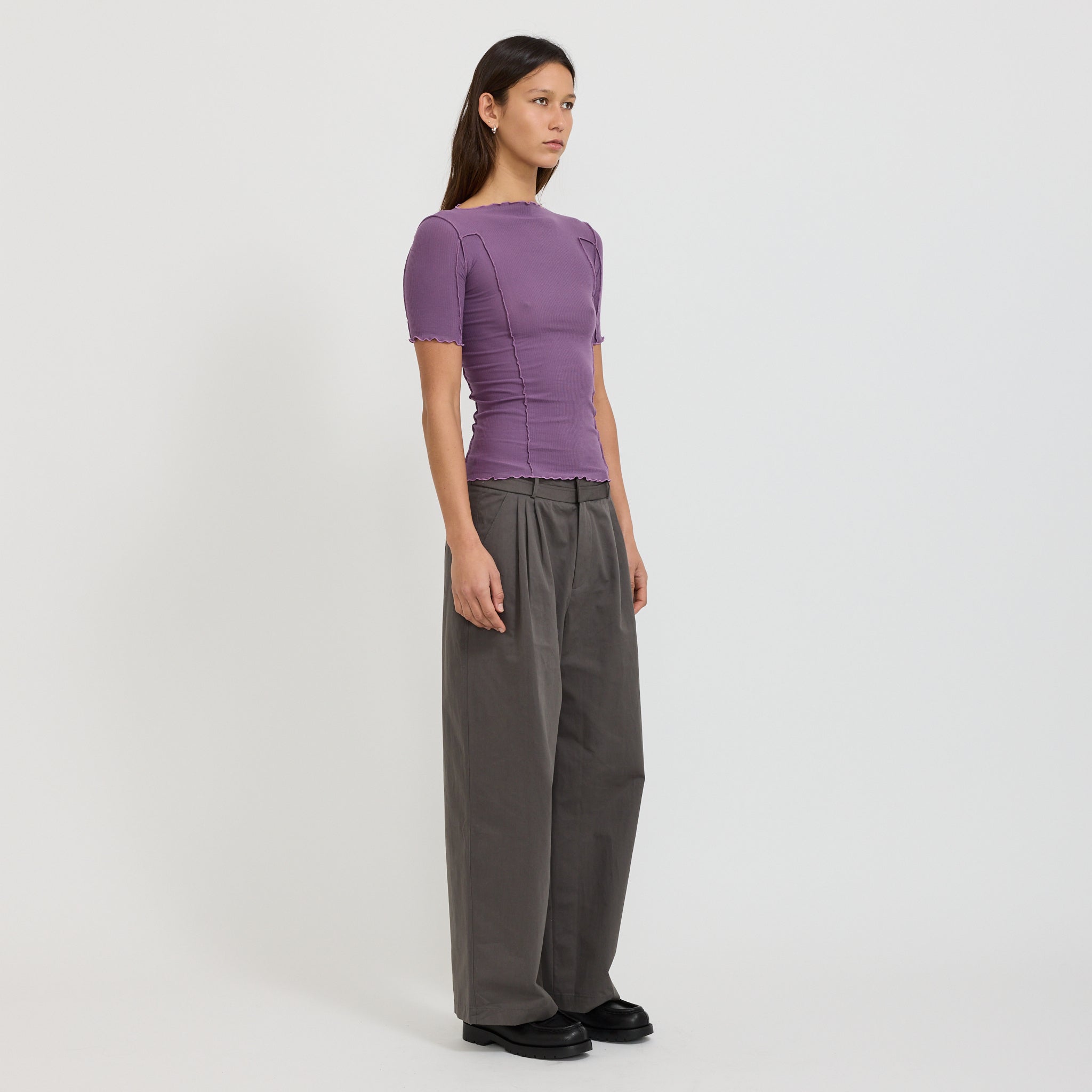 Omato 3/4 Rib Top Venet Purple