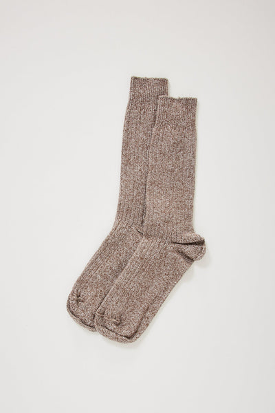 Baserange | Rib Overankle Socks Grey Brown Melange | Maplestore