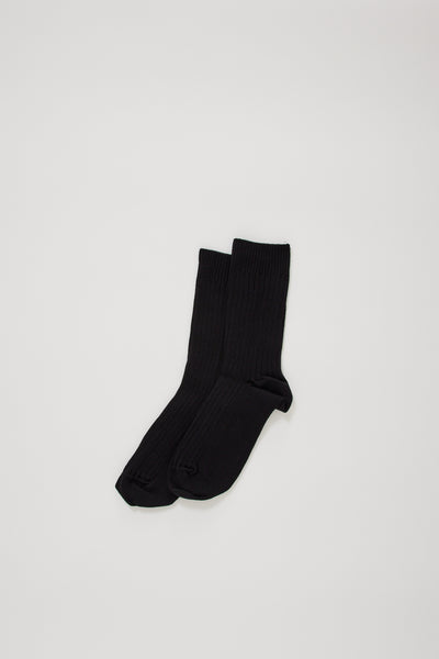 Baserange | Rib Overankle Socks Black | Maplestore