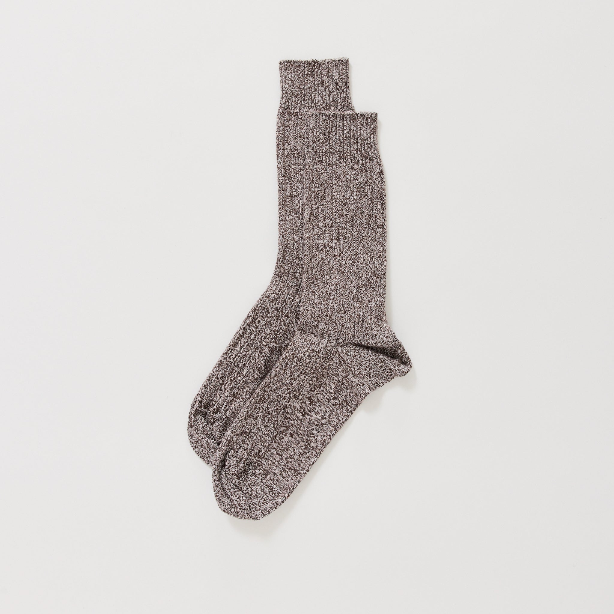 Rib Overankle Socks Grey Brown Melange