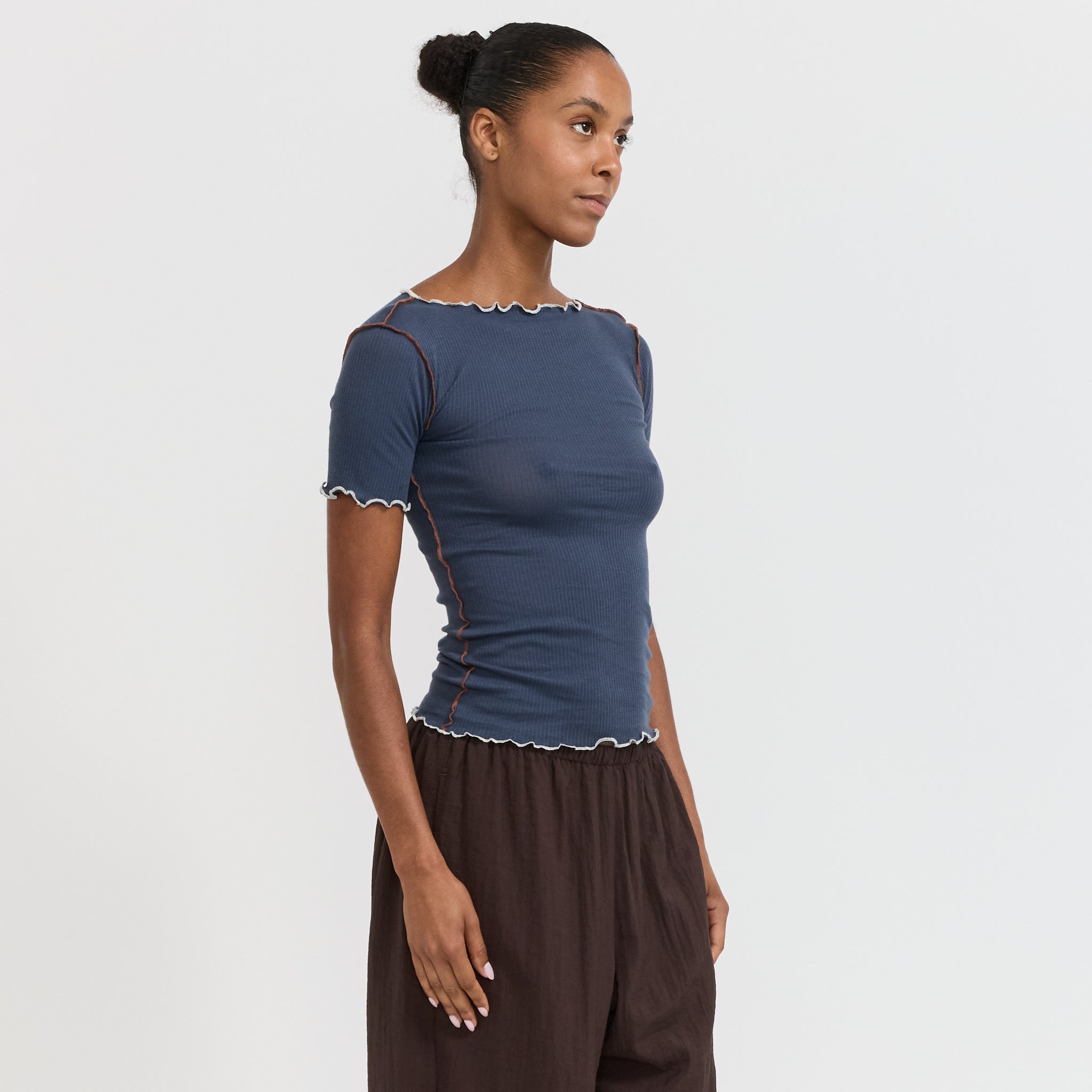 Baserange | Vein Tee Shirt Preston Blue | Maplestore