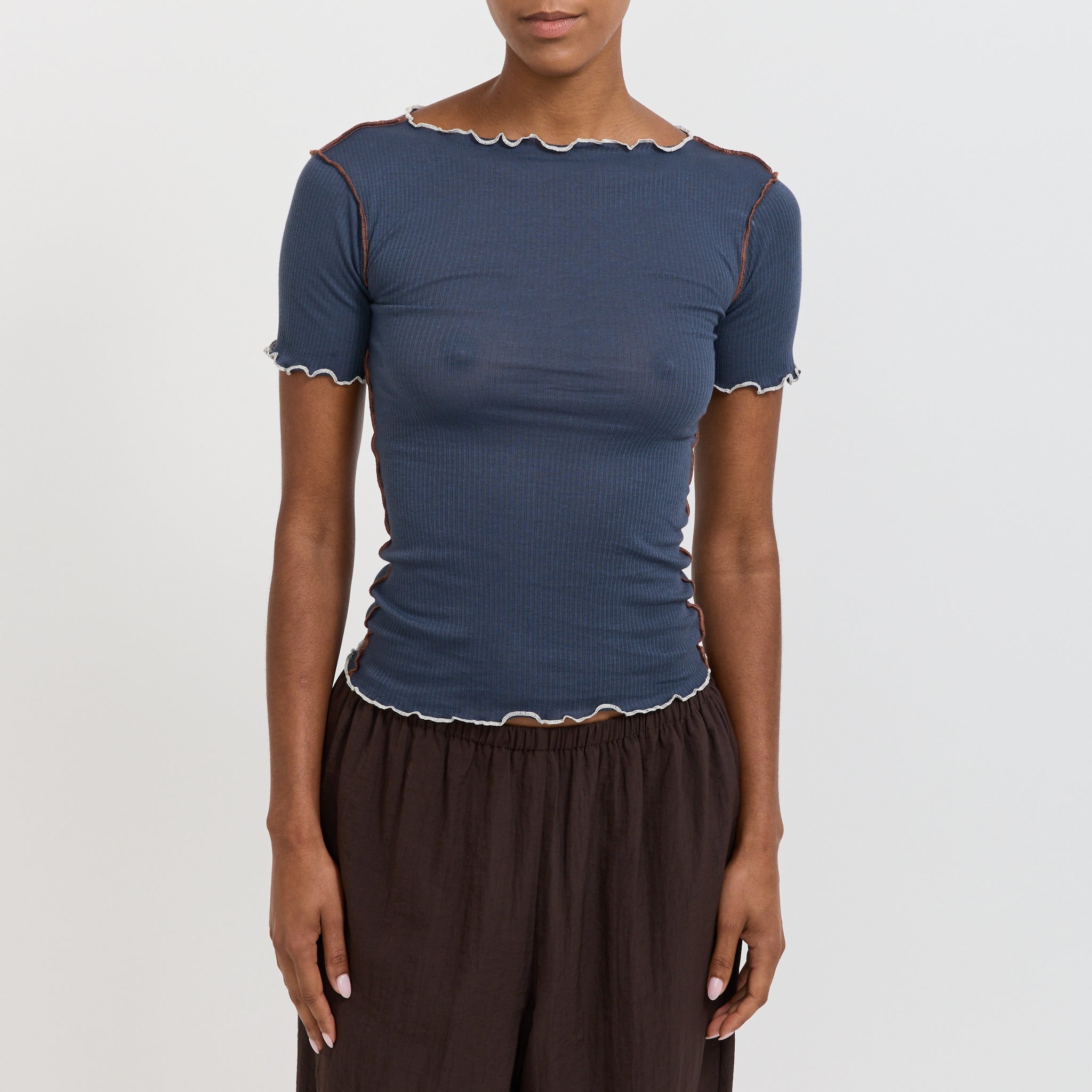 Baserange | Vein Tee Shirt Preston Blue | Maplestore