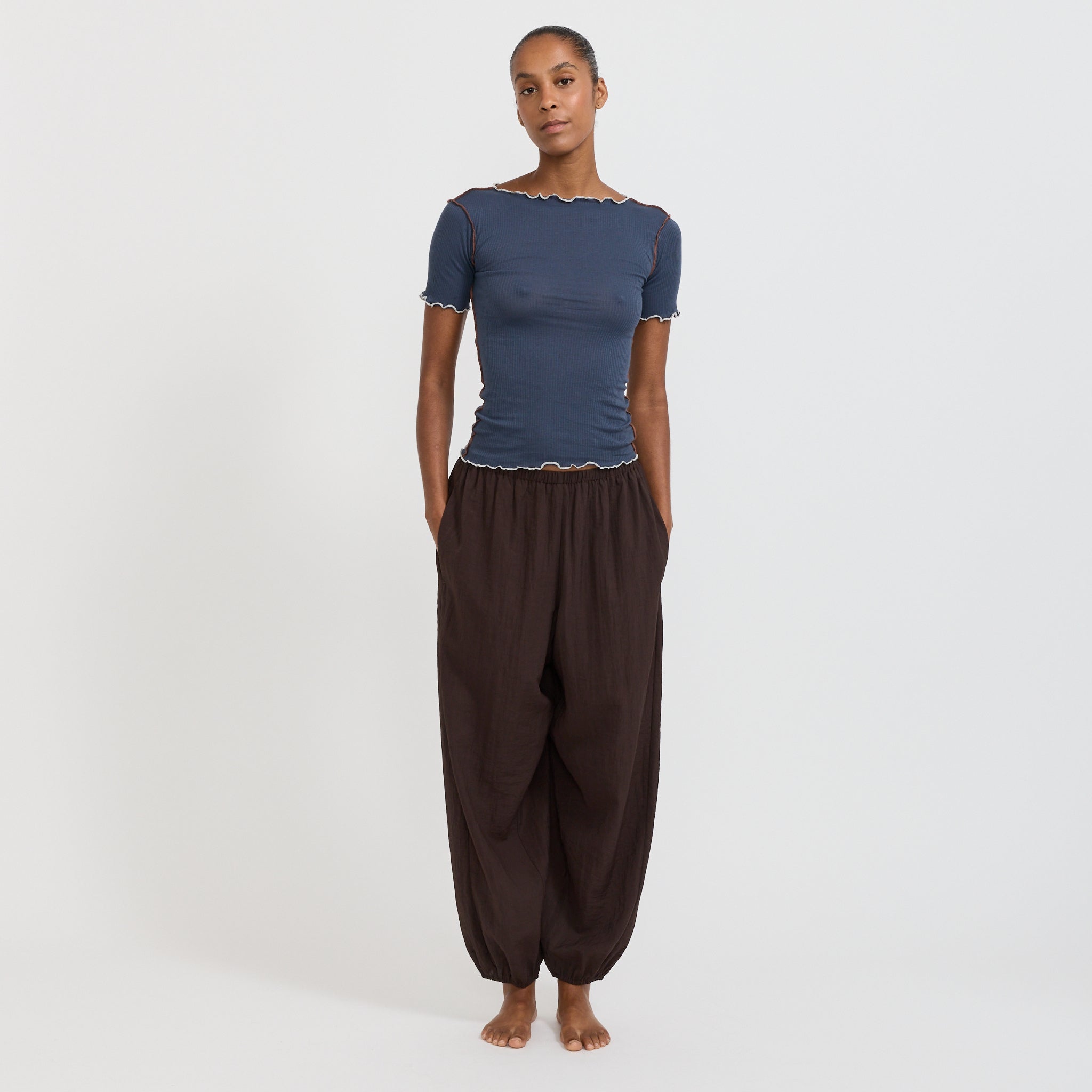 Baserange | Vein Tee Shirt Preston Blue | Maplestore