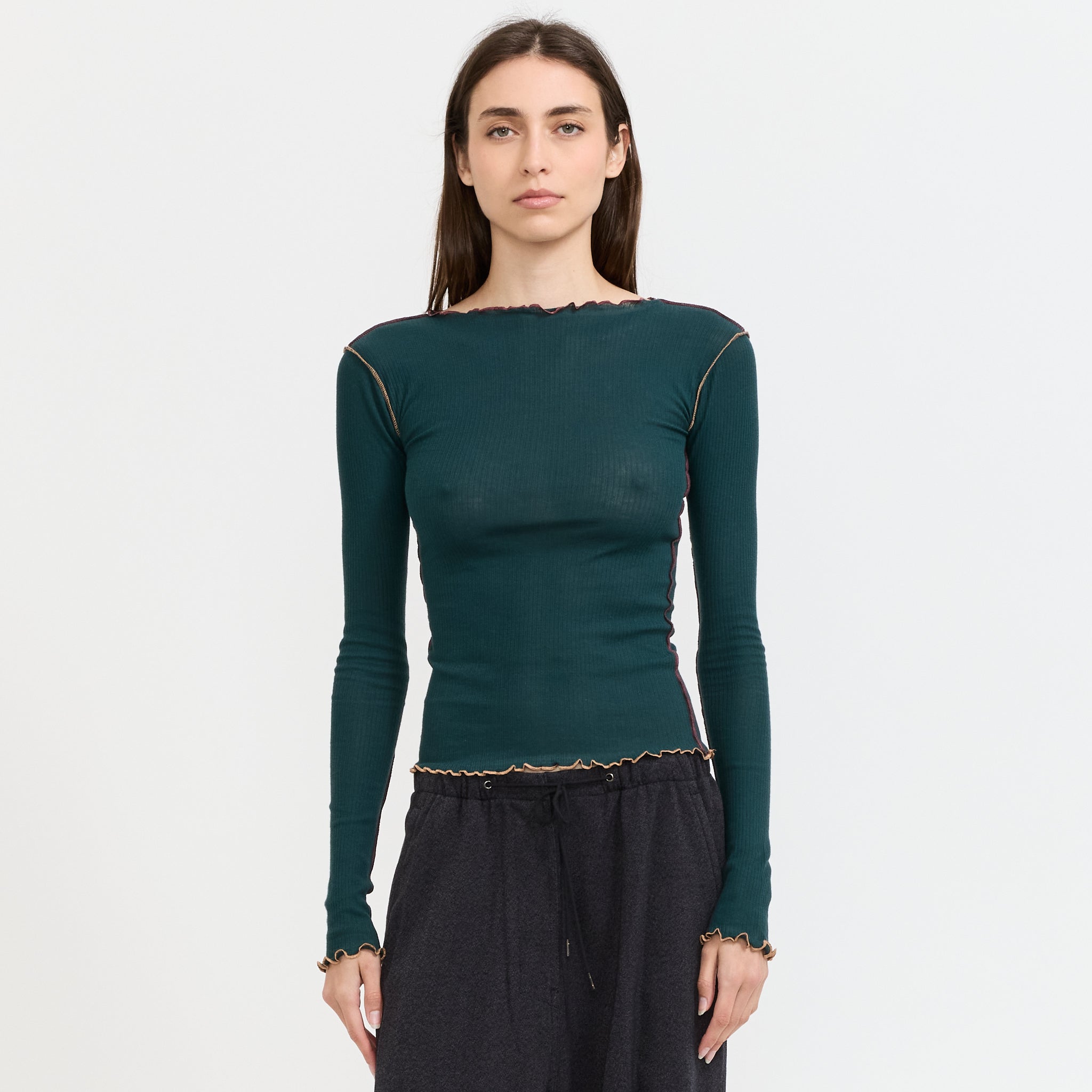 Vein Long Sleeve Tee Hirsu Green