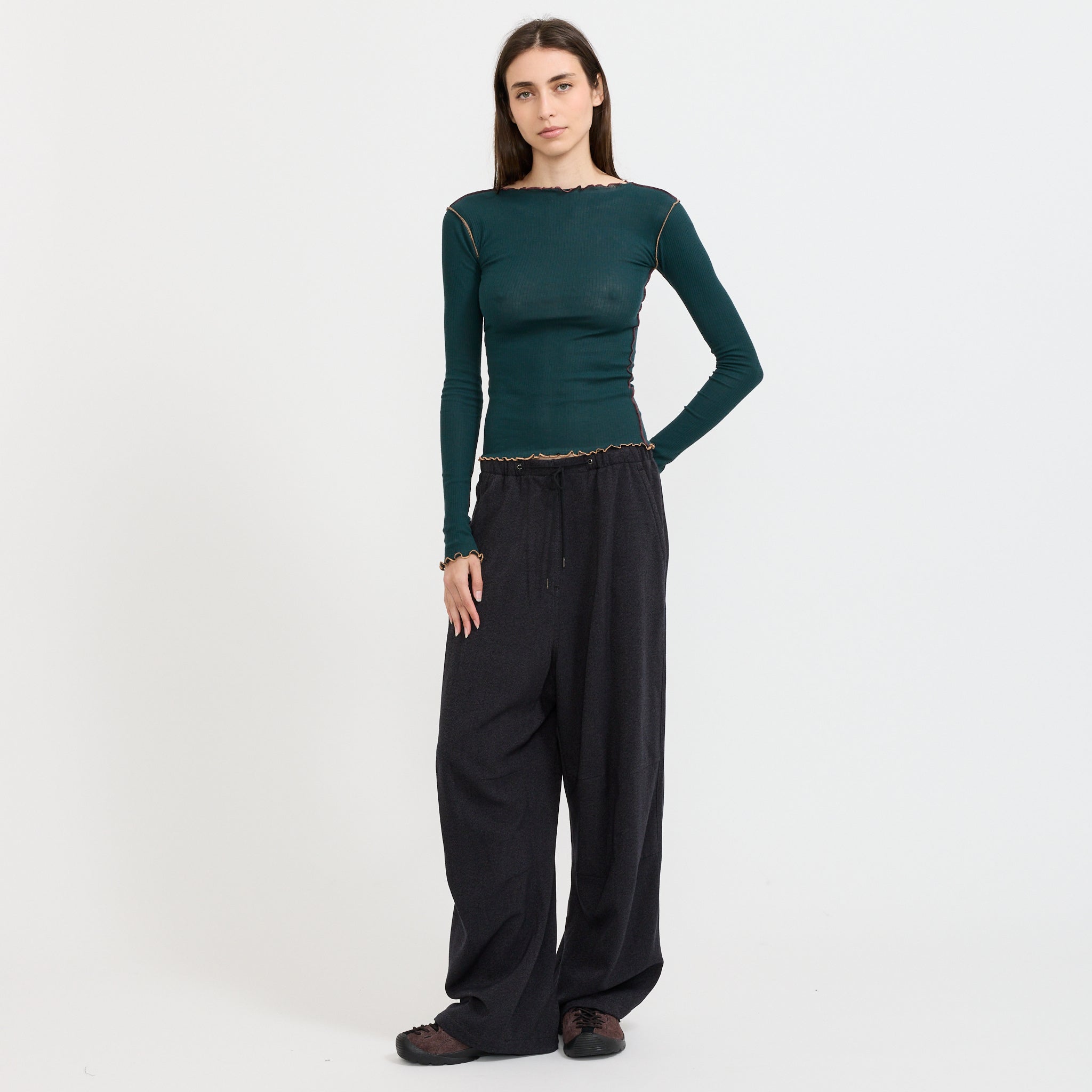 Vein Long Sleeve Tee Hirsu Green