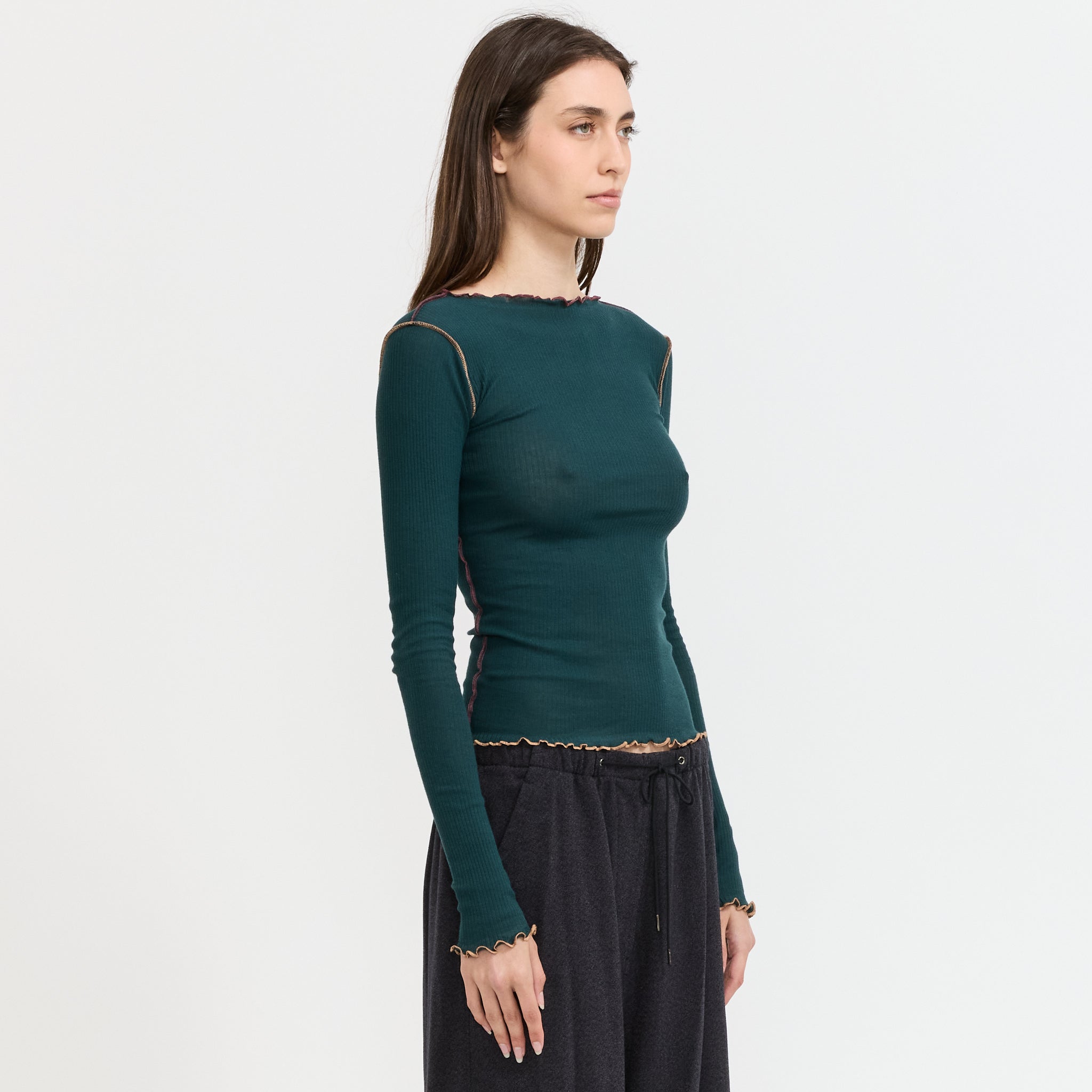Vein Long Sleeve Tee Hirsu Green