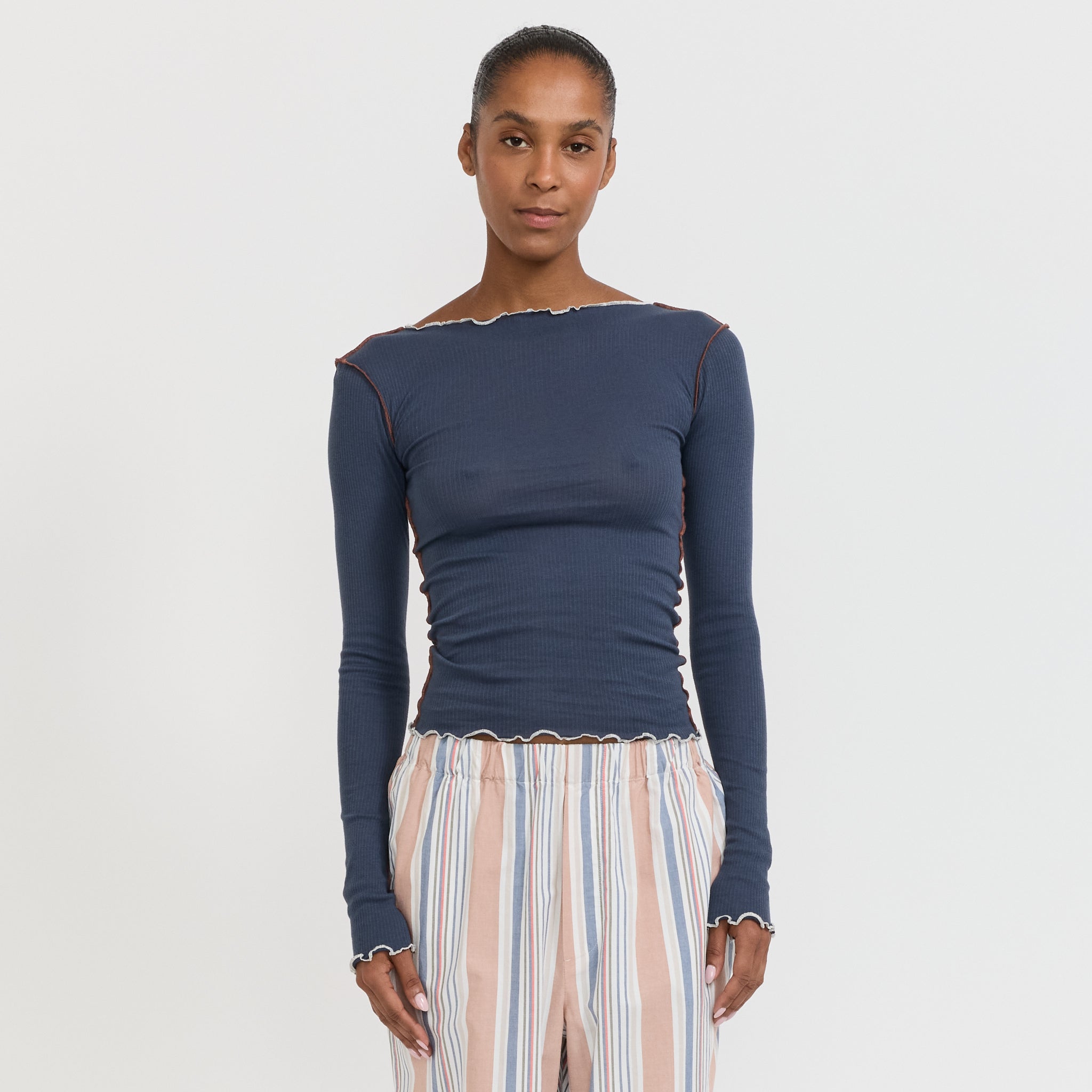 Baserange | Vein Long Sleeve Tee Preston Blue | Maplestore