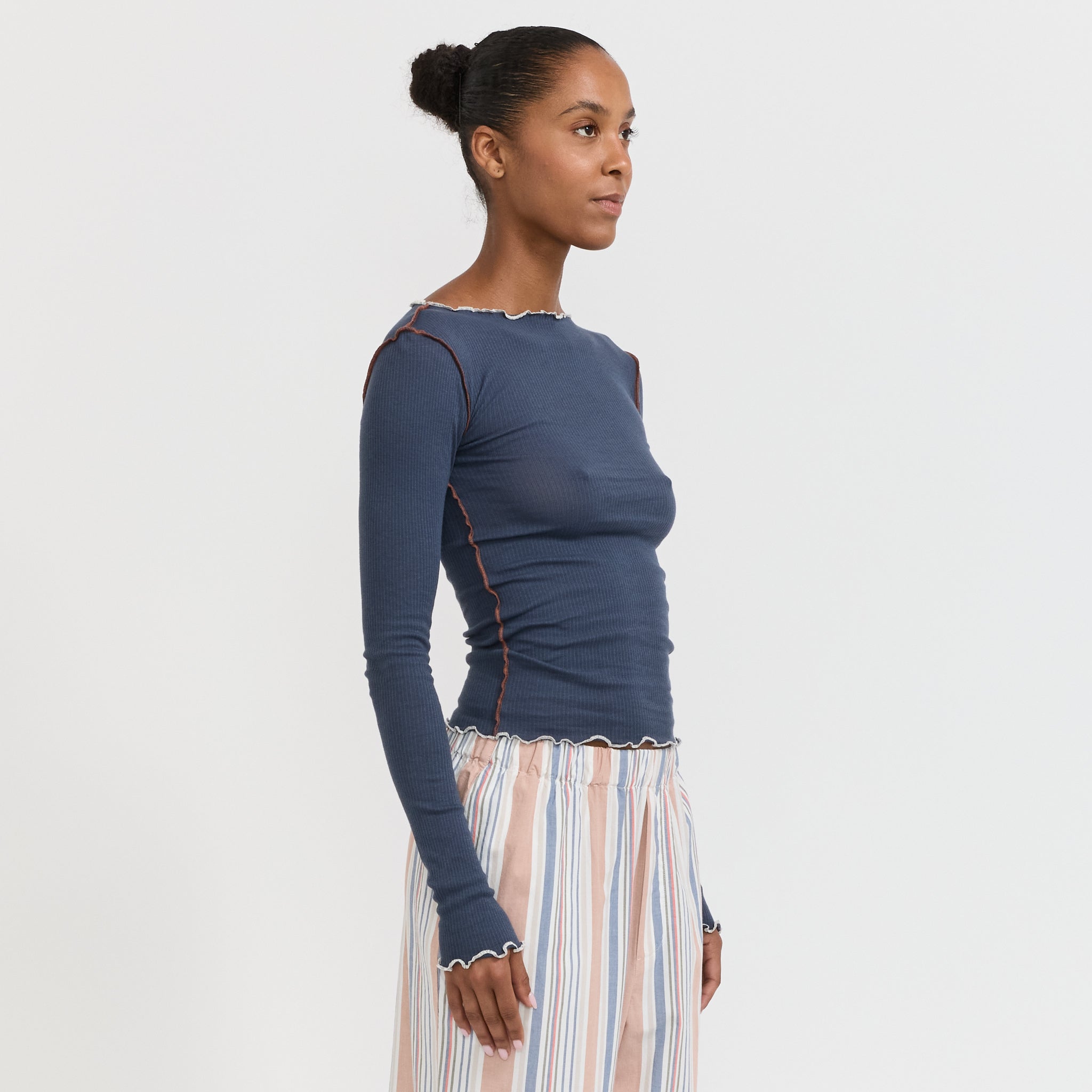 Baserange | Vein Long Sleeve Tee Preston Blue | Maplestore