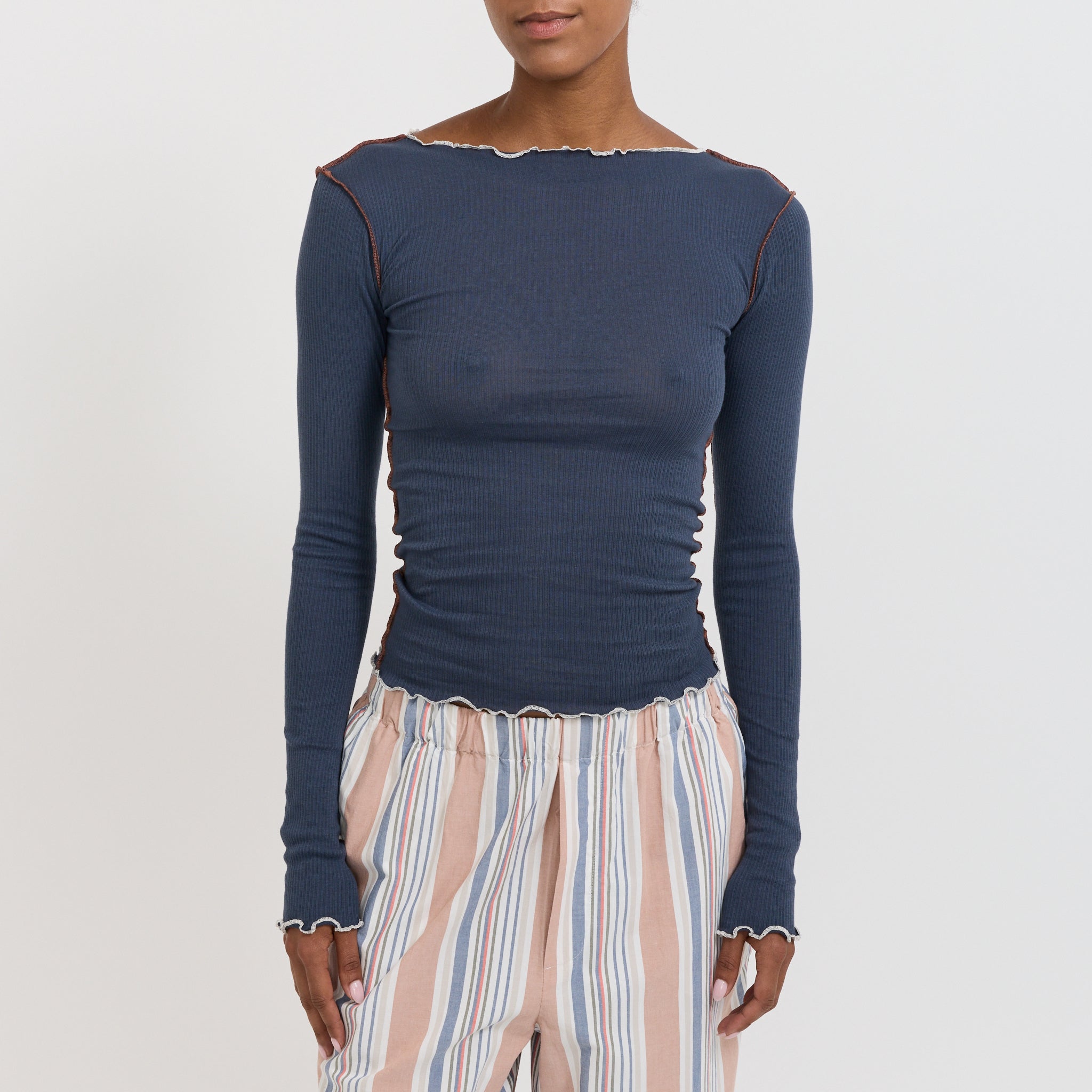 Baserange | Vein Long Sleeve Tee Preston Blue | Maplestore