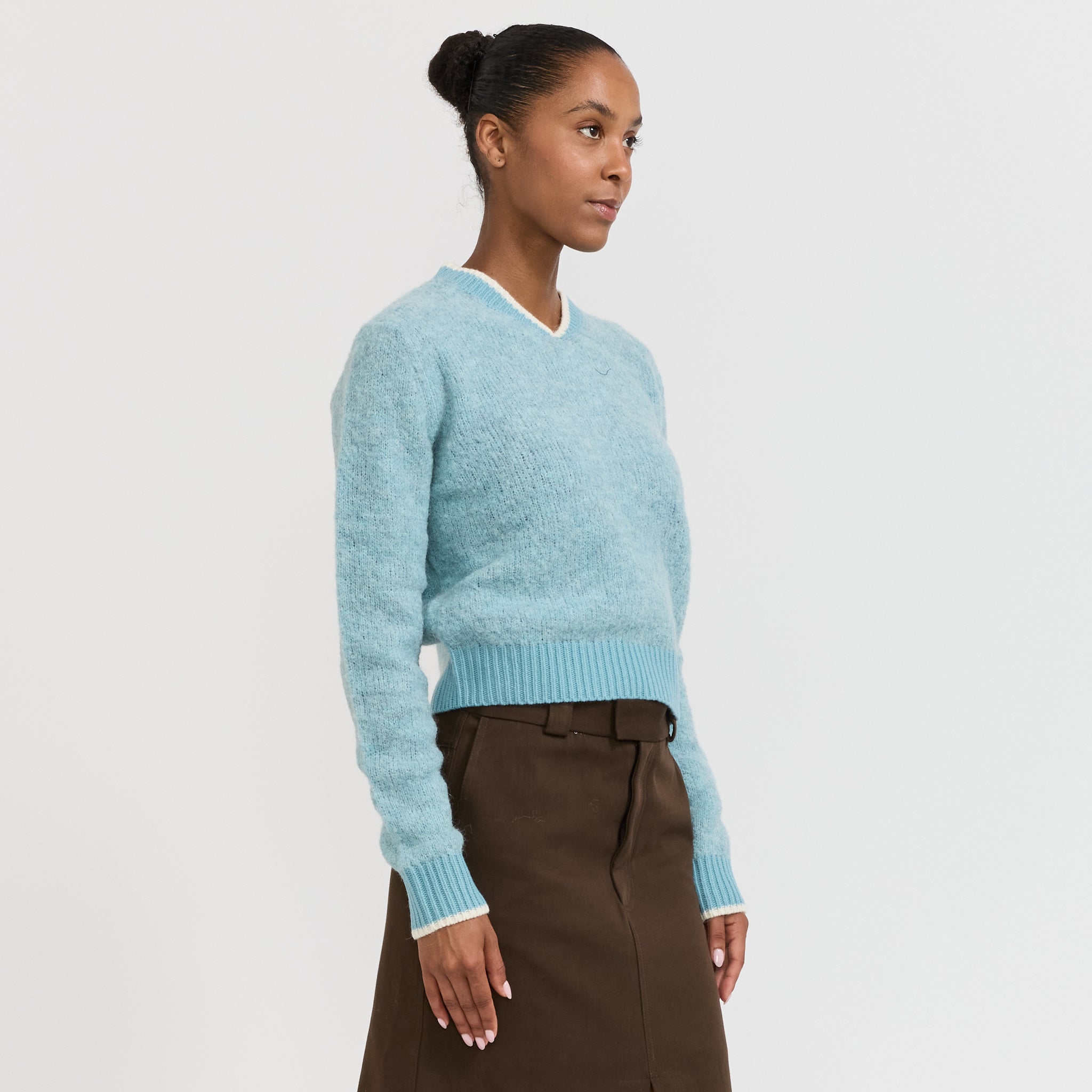 Bassike | Wool Alpaca Contrast Knit Pale Blue | Maplestore