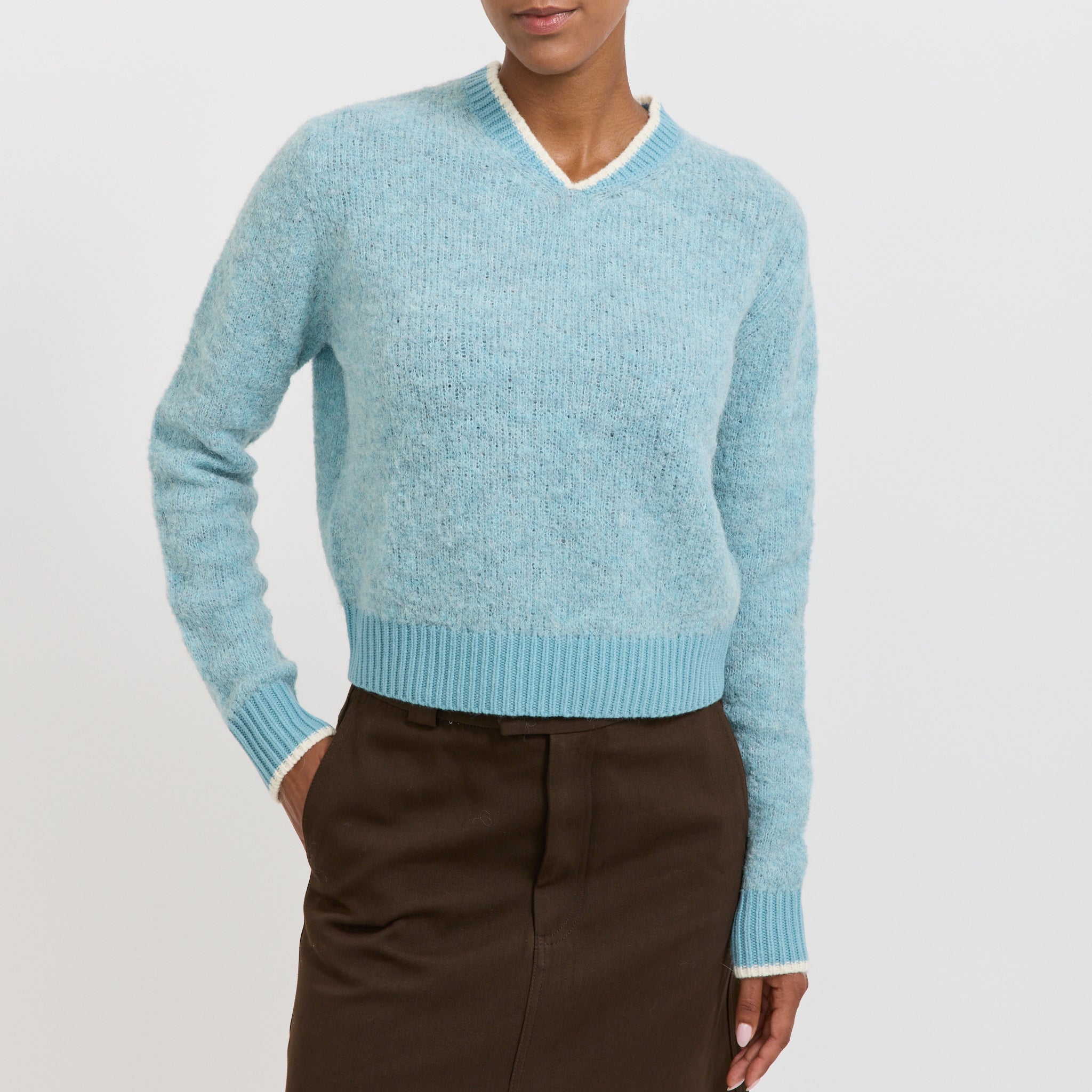 Bassike | Wool Alpaca Contrast Knit Pale Blue | Maplestore