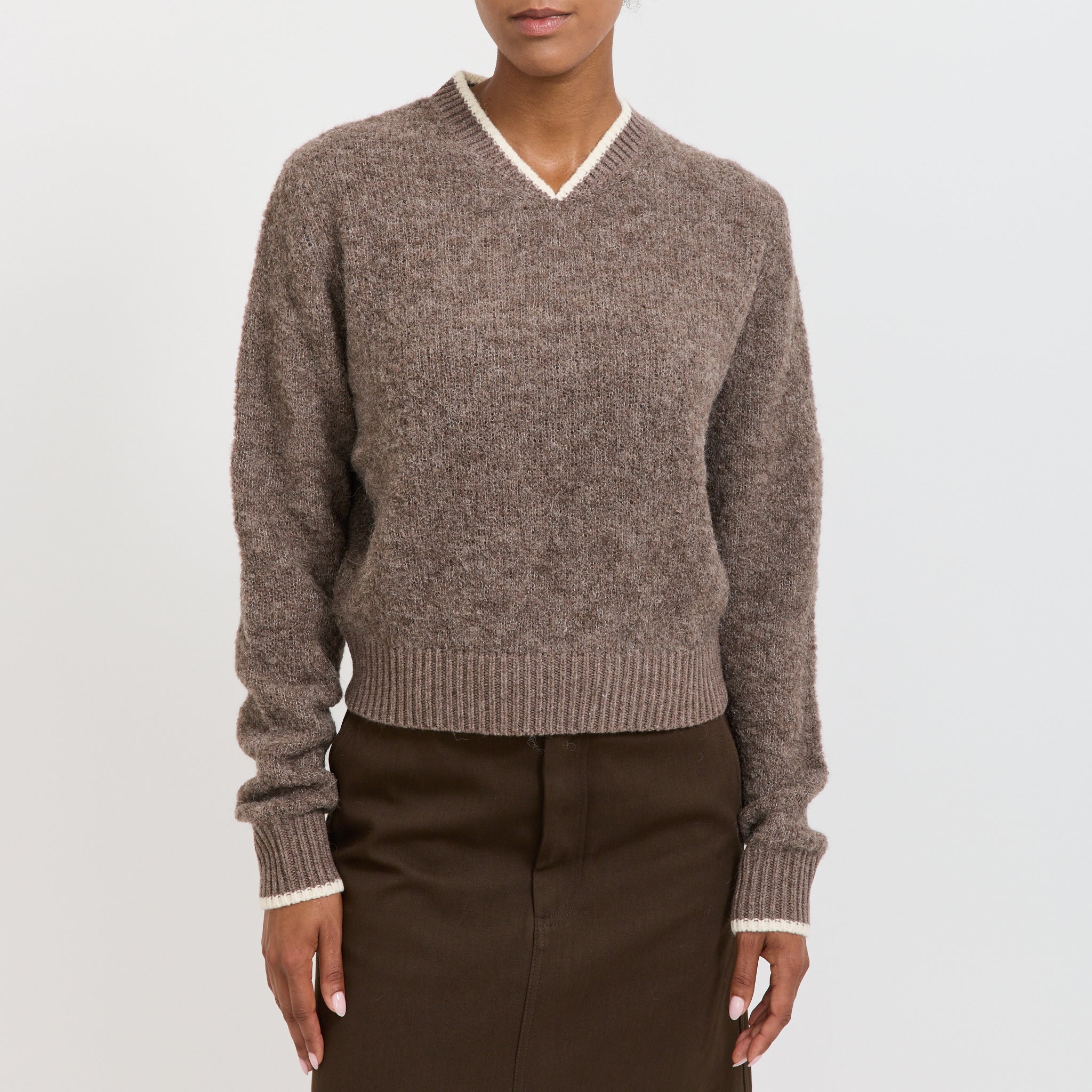 Bassike | Wool Alpaca Contrast Knit Walnut | Maplestore