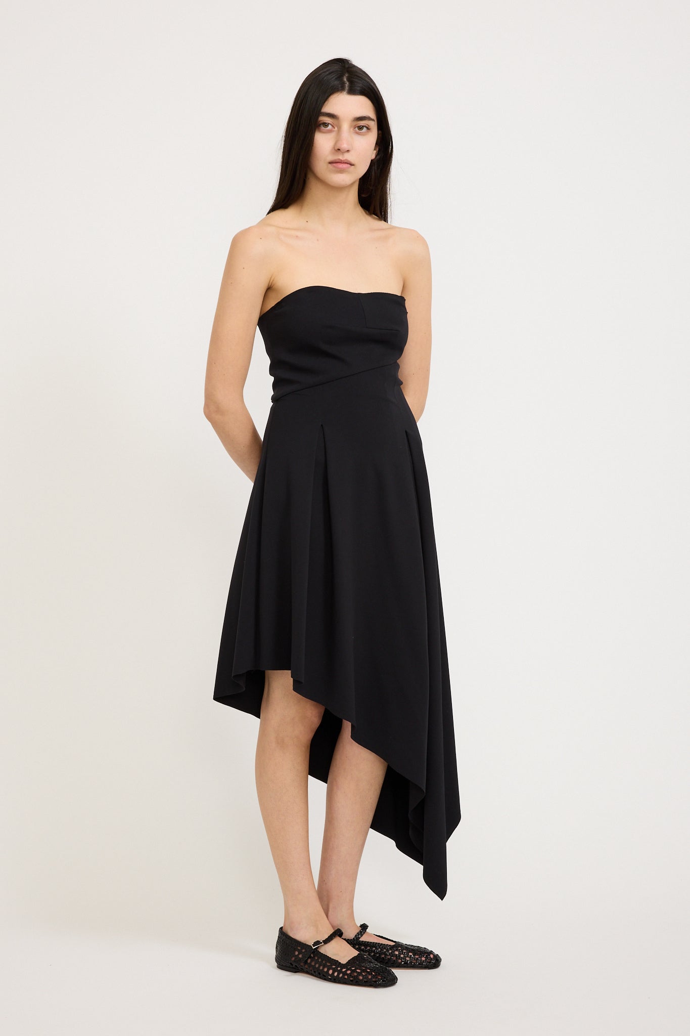 Bassike | Asymmetric Strapless Dress Black | Maplestore