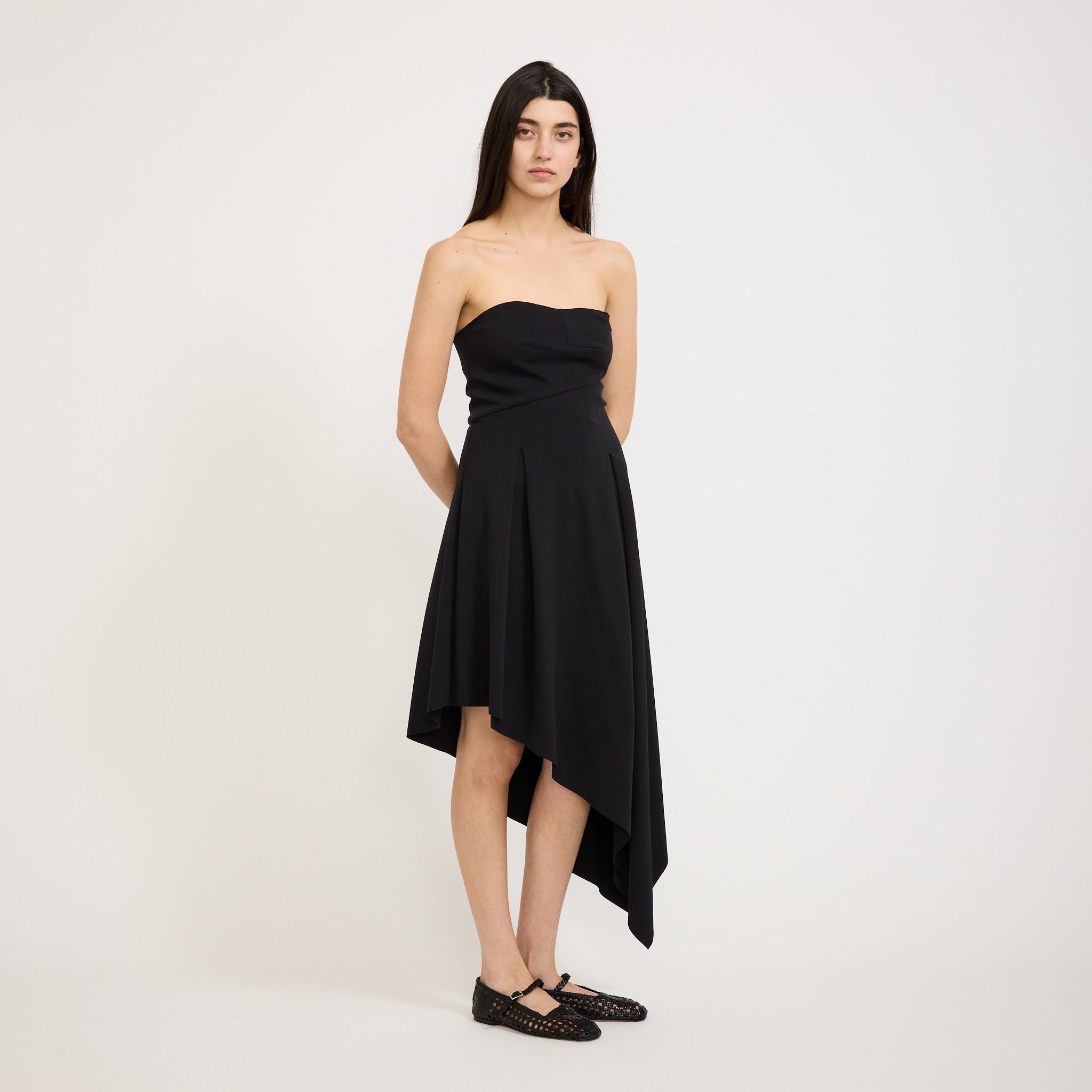 Bassike | Asymmetric Strapless Dress Black | Maplestore