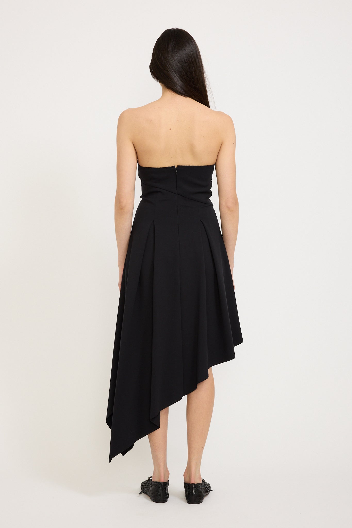 Bassike | Asymmetric Strapless Dress Black | Maplestore