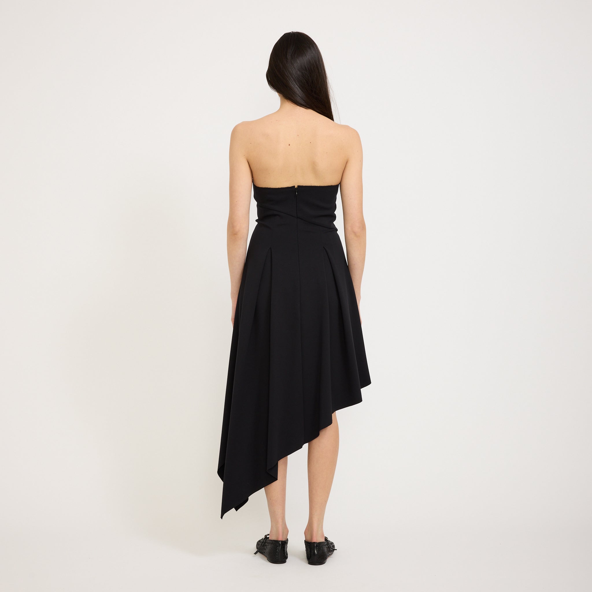 Bassike | Asymmetric Strapless Dress Black | Maplestore