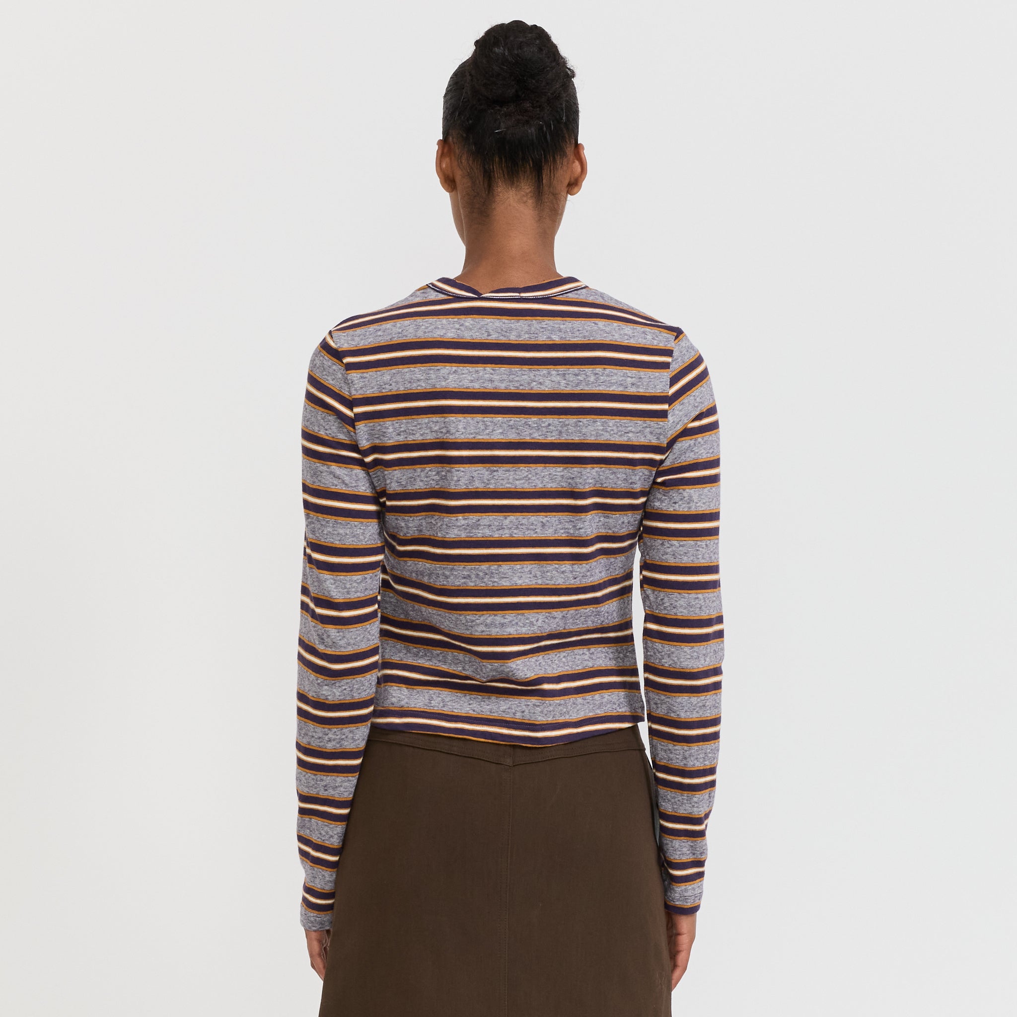Bassike | Vintage Stripe Baby L/S T-Shirt Purple/Gold Stripe | Maplestore