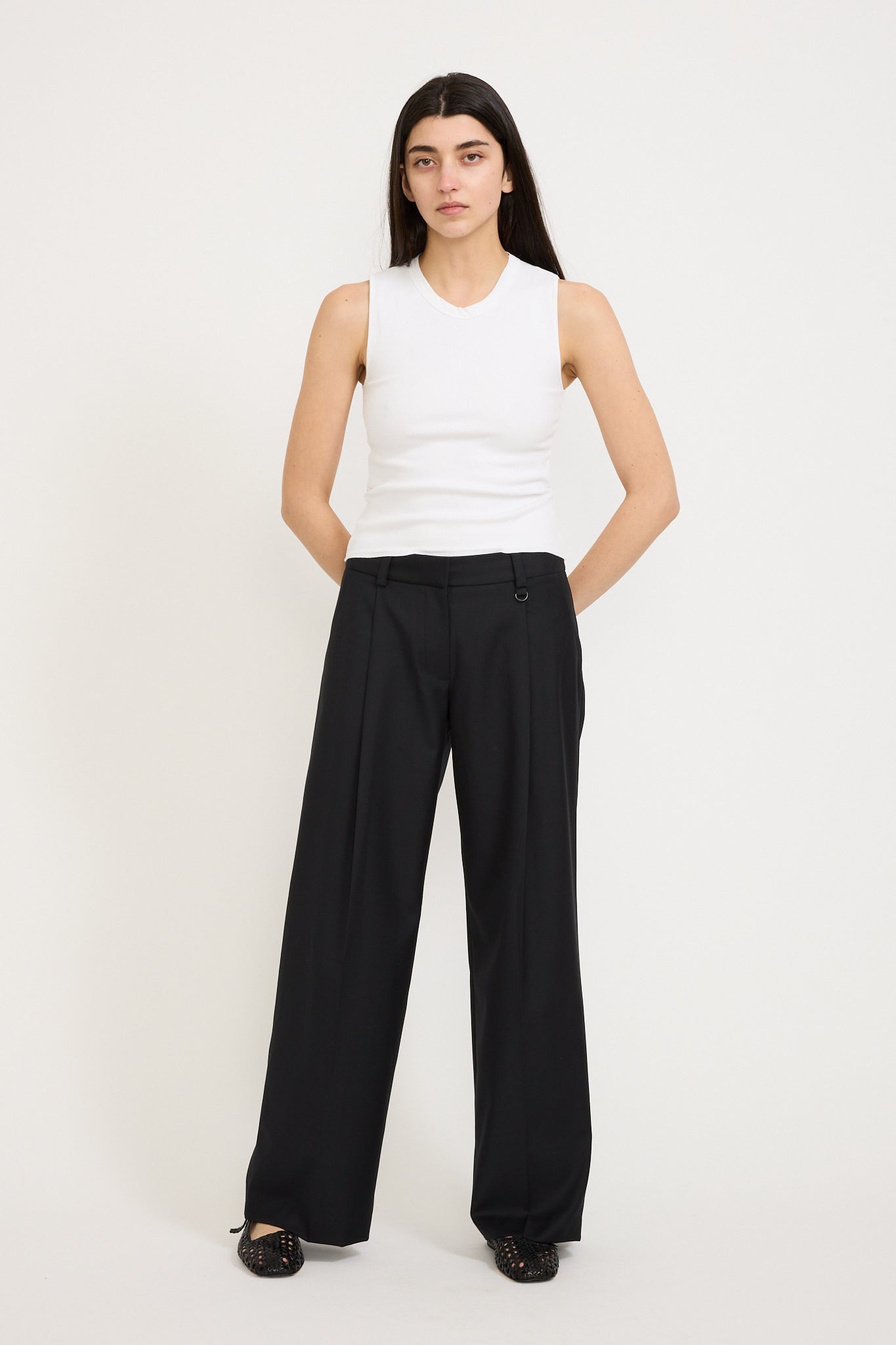 Bassike | Back Cut Out Mini Rib Tank White | Maplestore
