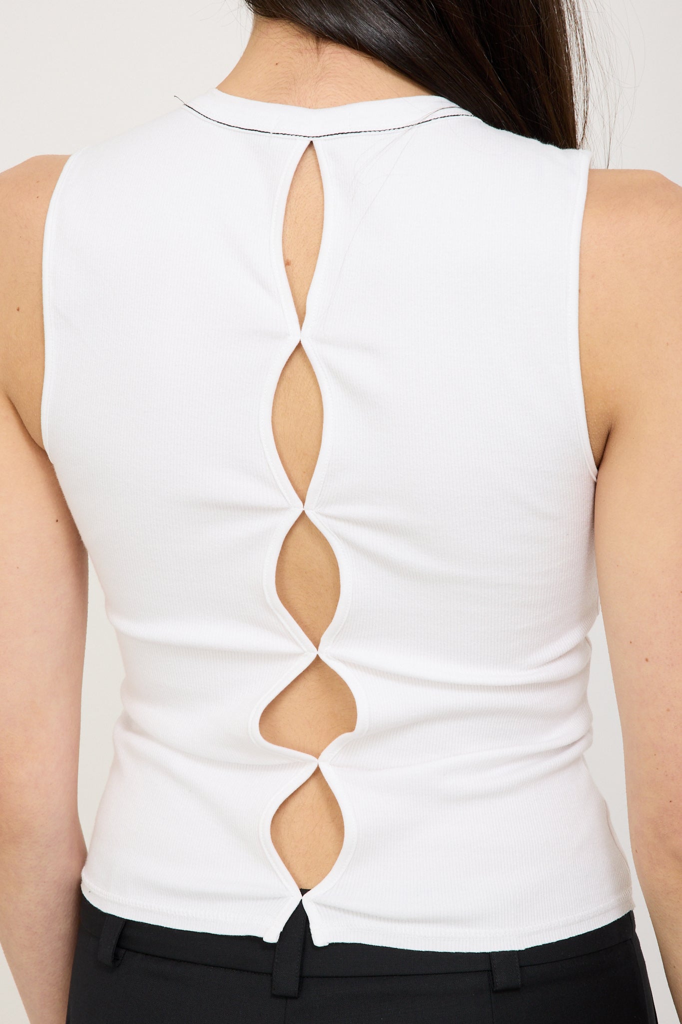 Bassike | Back Cut Out Mini Rib Tank White | Maplestore