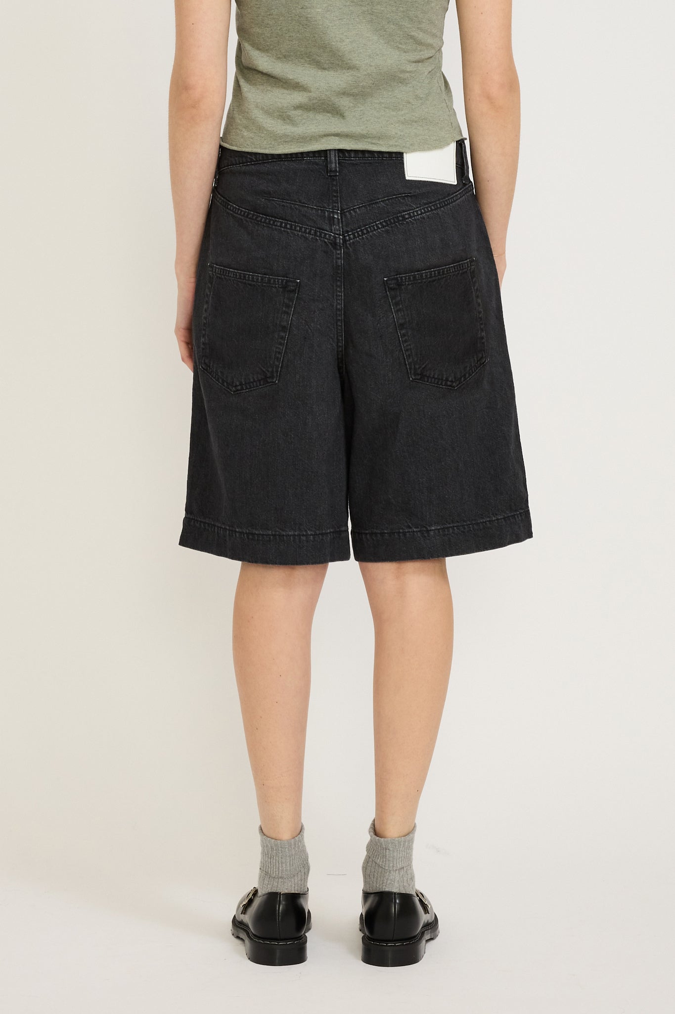 Bassike | Denim Bermuda Short Washed Black | Maplestore